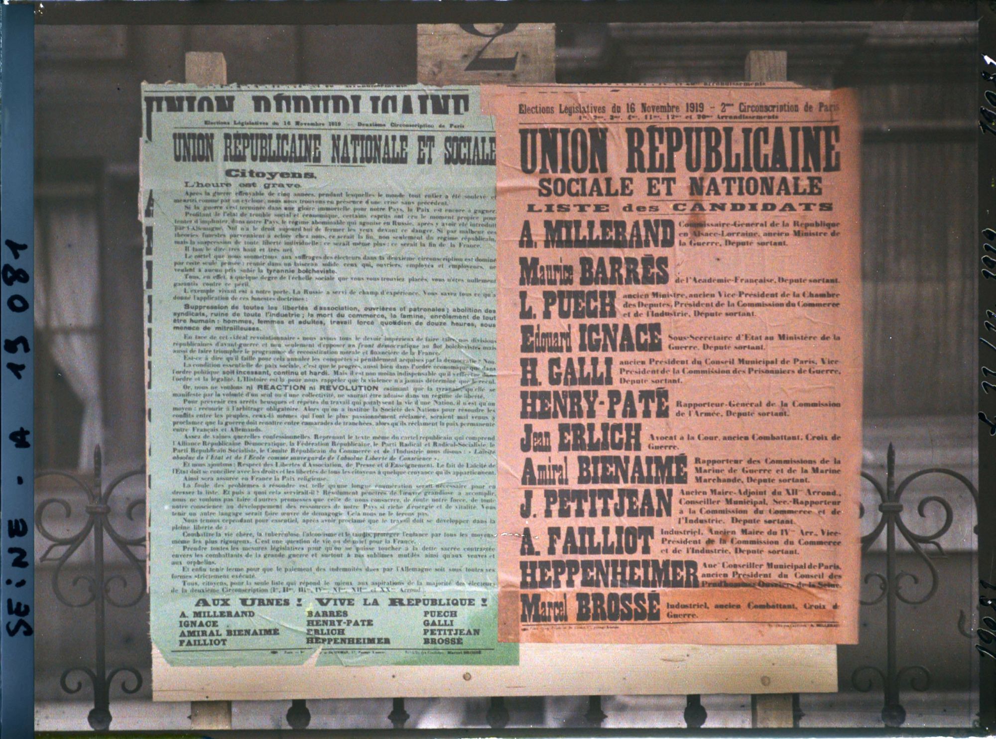 Image représentant Affiches de l'Union républicaine nationale et sociale pour les élections législatives de novembre 1919