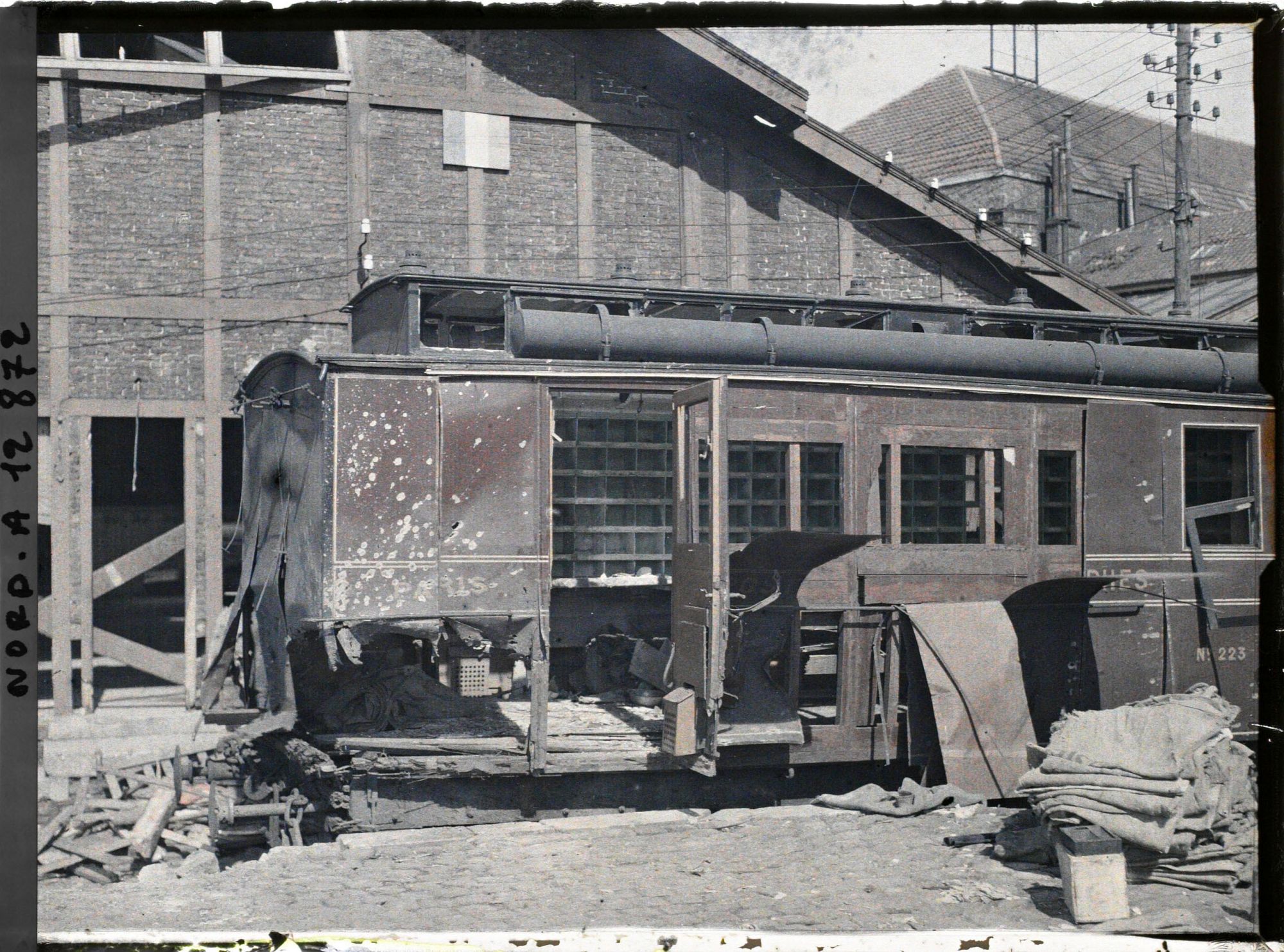 Image représentant France, Dunkerque, Bombardement des 2 - 3 - Septe - Wagons Poste