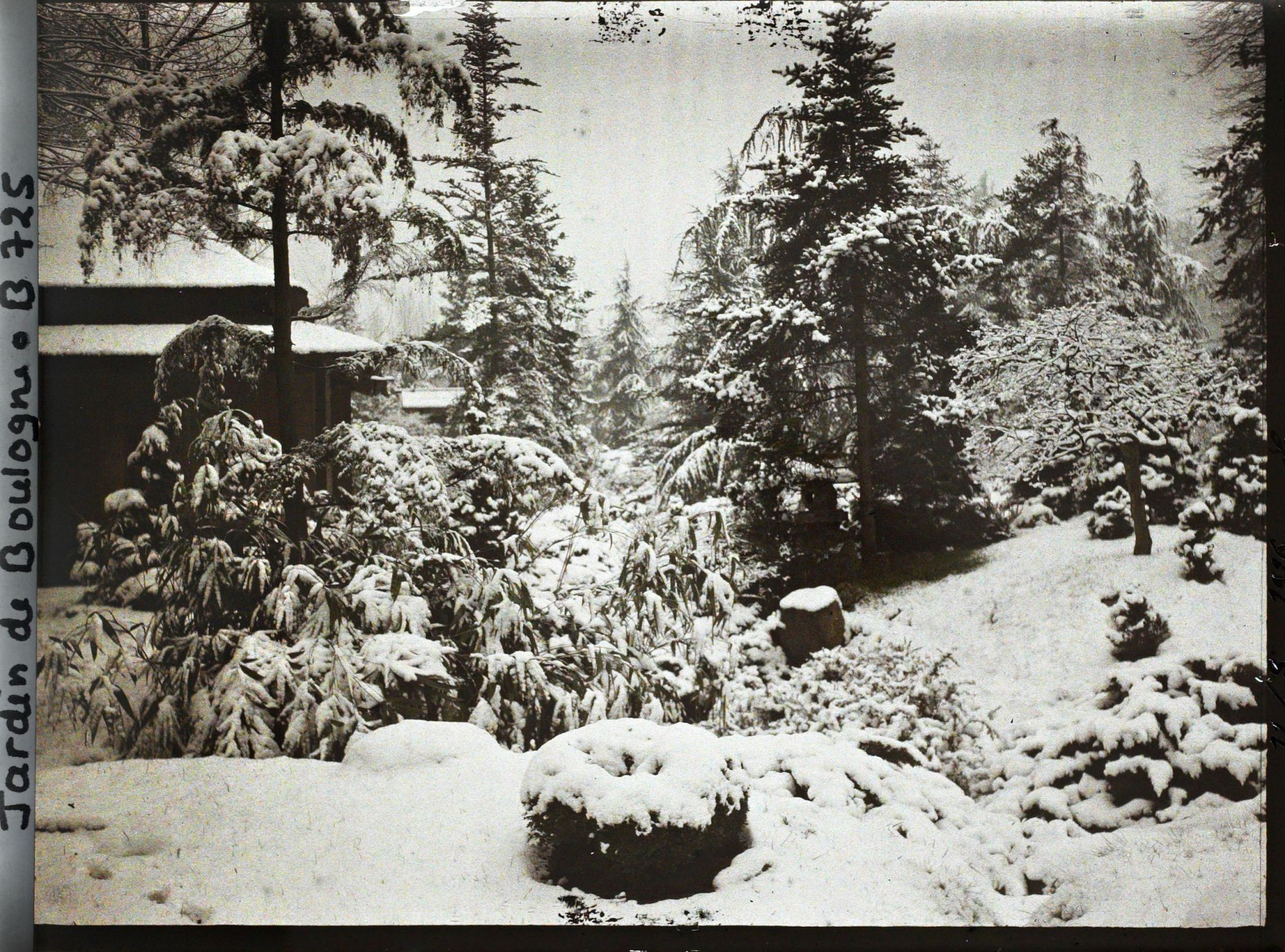 Image représentant Maison ouest et coin de jardin du " village japonais " sous la neige