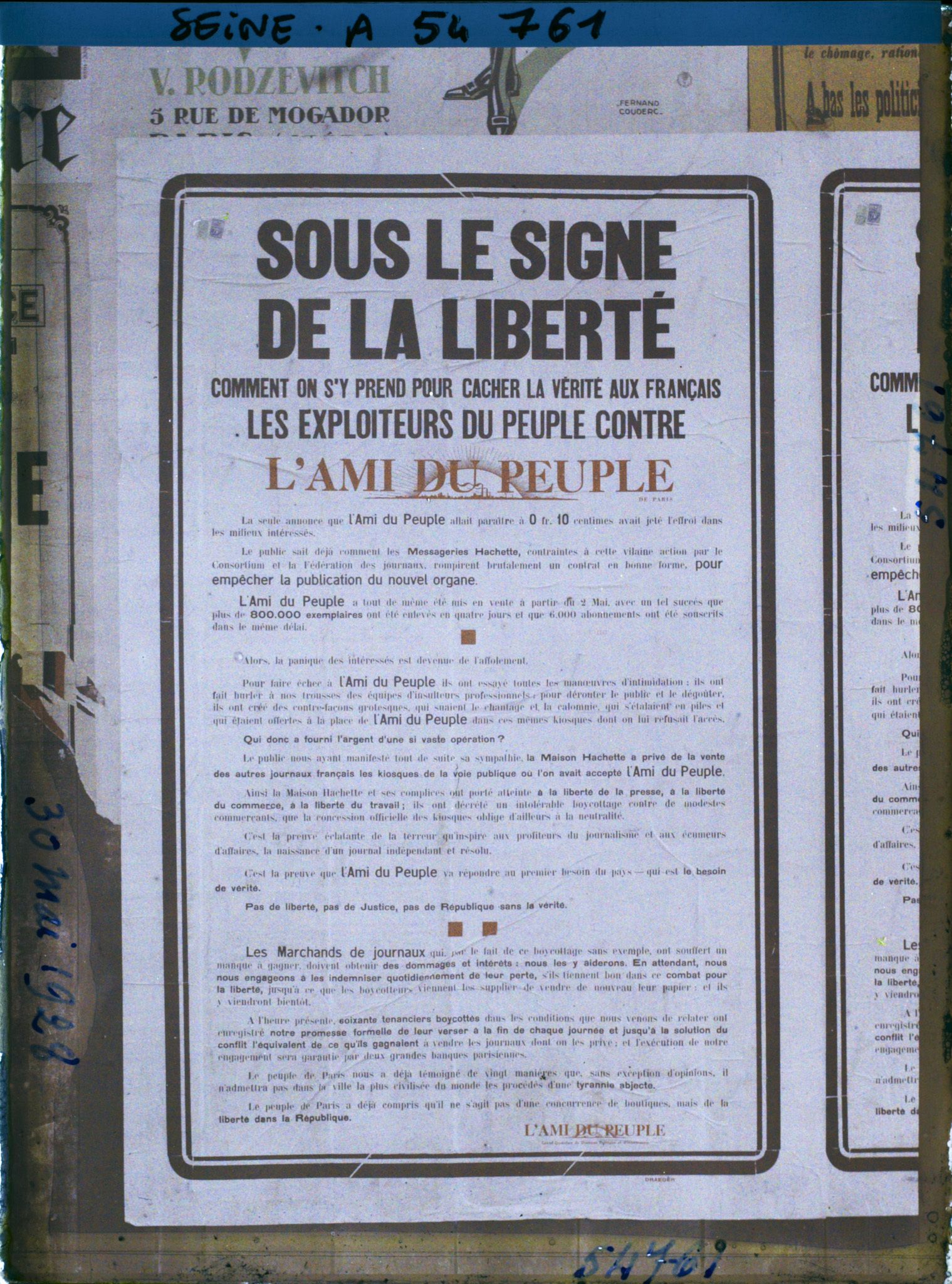 Image représentant Affiche du quotidien " l'Ami du Peuple "