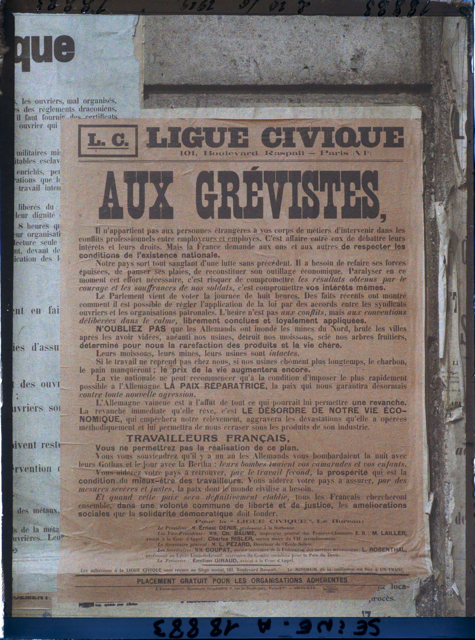 Image représentant Affiche de la Ligue civique d'appel au travail adressée aux grévistes
