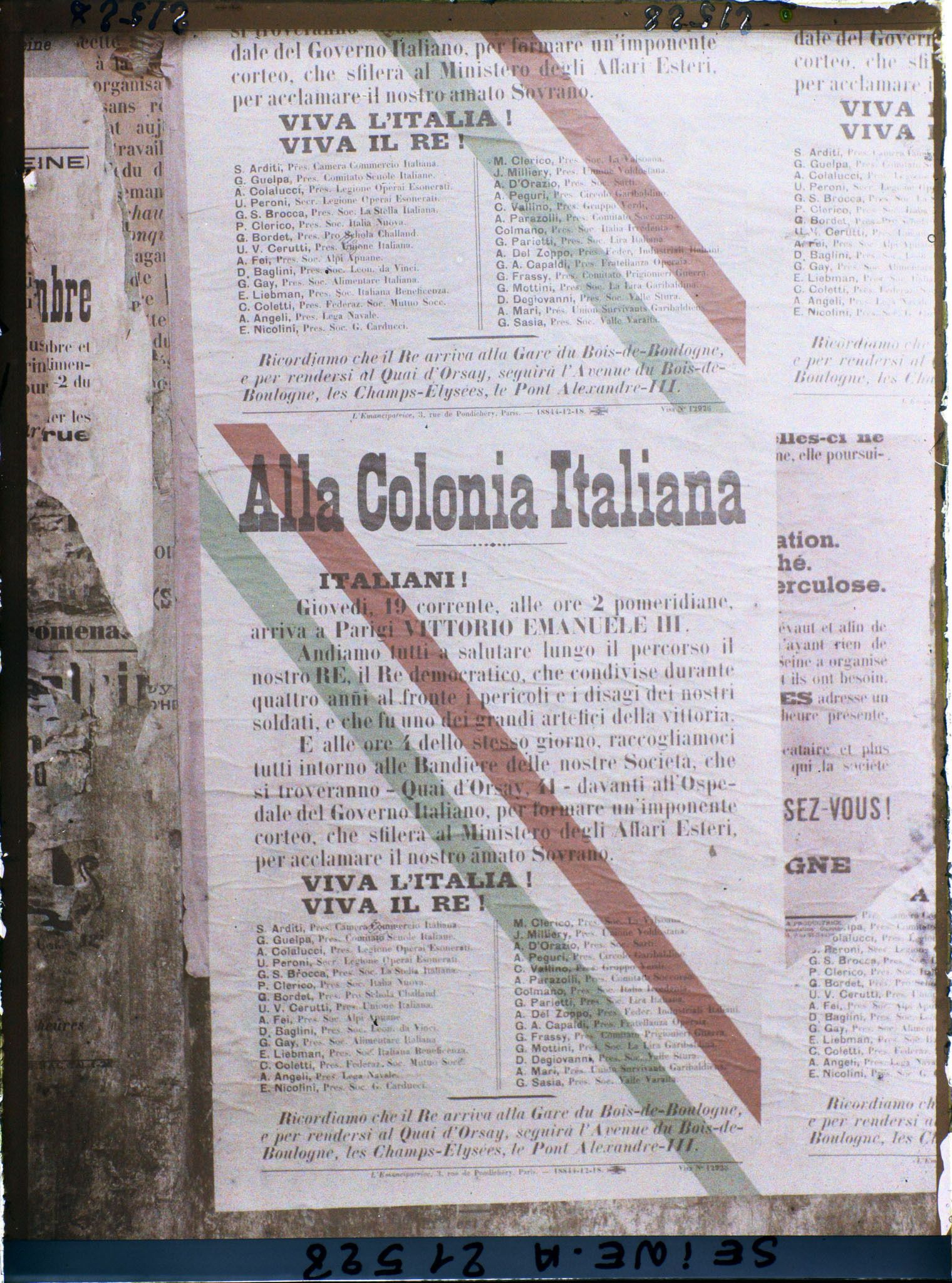 Image représentant Affiche adressée aux Italiens pour la venue du roi Victor-Emmanuel-III à Paris le jeudi 19 décembre 1918