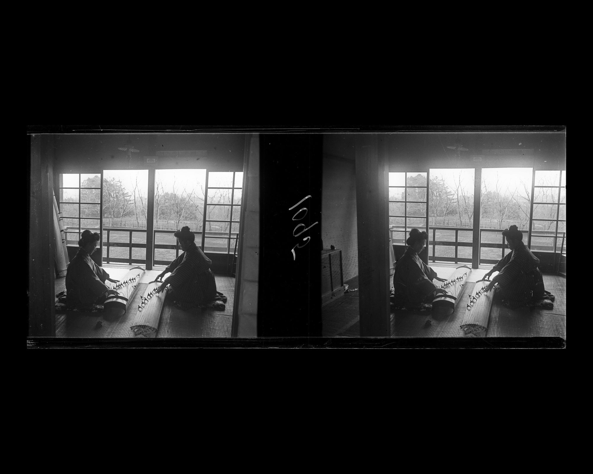 Image représentant Etudiantes de l'université de jeunes filles jouant du koto, un instrument de musique traditionnel