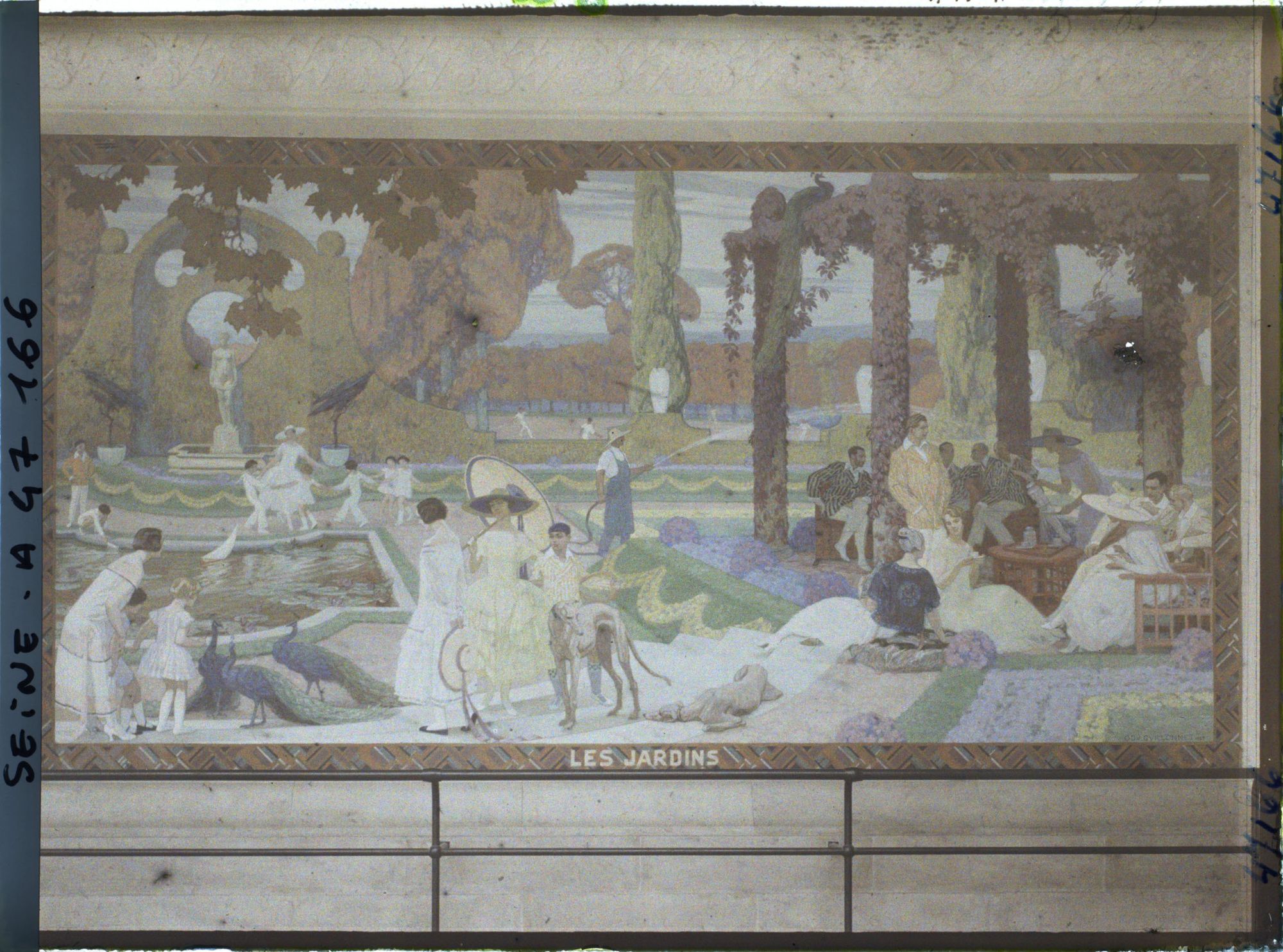 Image représentant L'Exposition des arts décoratifs, la Cour des métiers, Charles Plumet, Panneaux de O. Guillonnet, Les Jardins