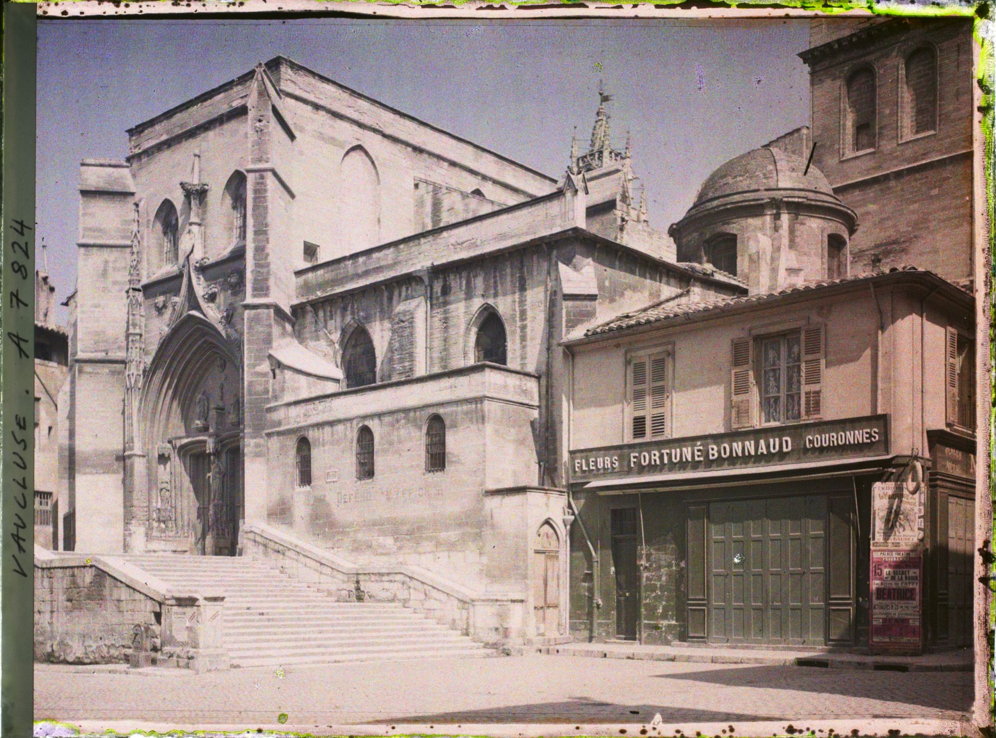 Image représentant La collégiale Saint-Agricol et la boutique de fleurs Fortuné Bonnaud