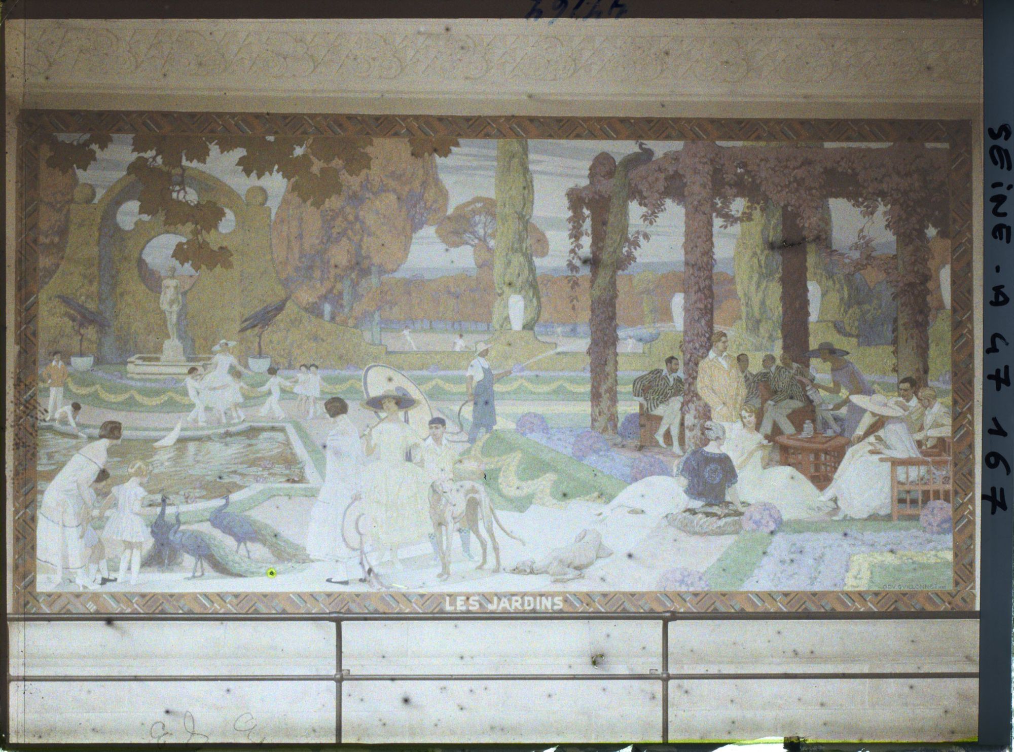 Image représentant L'Exposition des arts décoratifs, la Cour des métiers, Charles Plumet, Panneaux de O. Guillonnet, Les Jardins