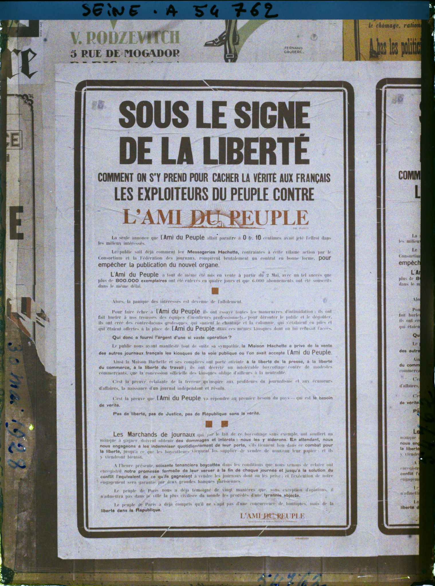 Image représentant Affiche du quotidien " l'Ami du Peuple "