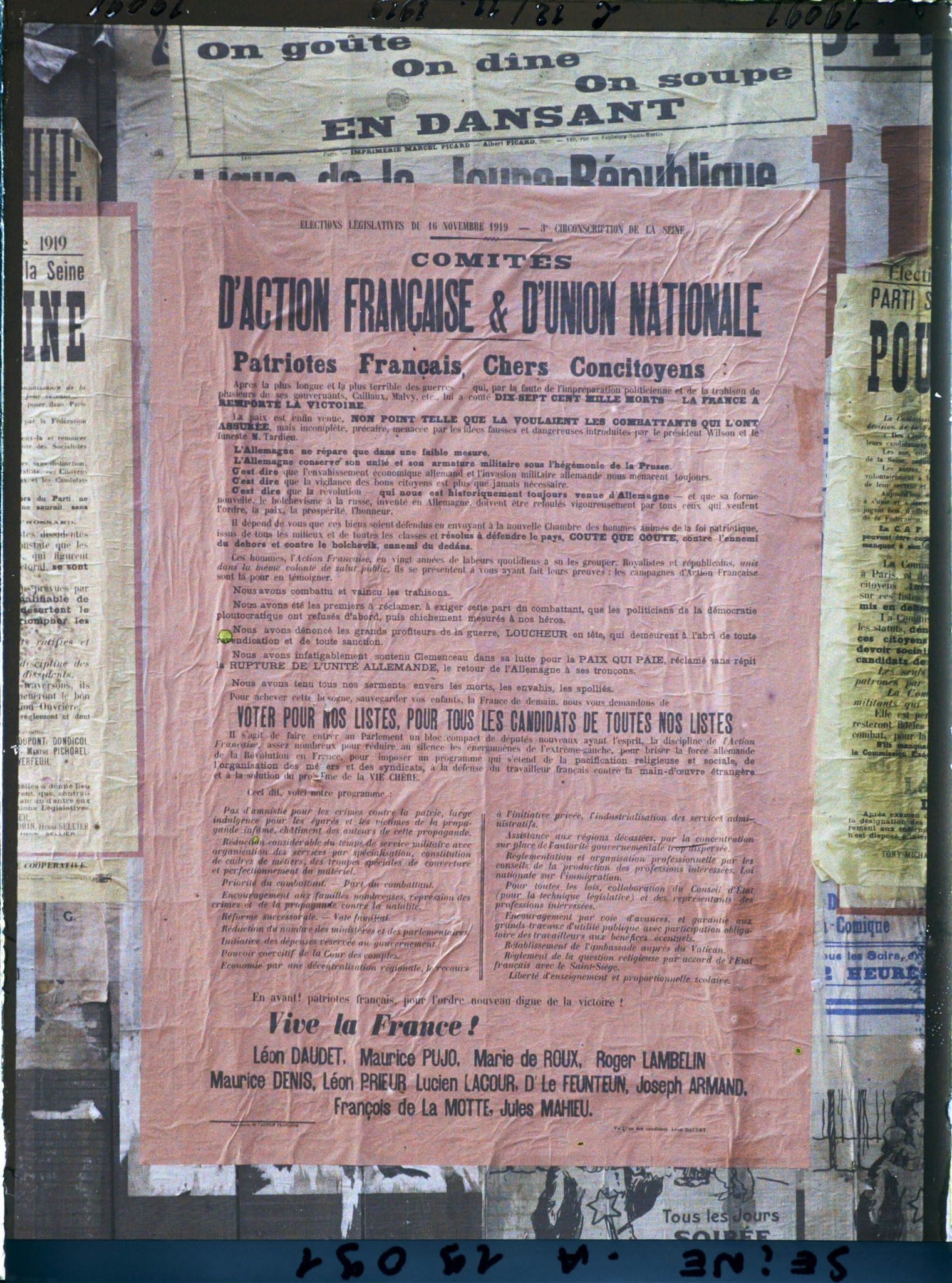 Image représentant Affiche des Comités d'Action française et d'Union nationale pour les élections législatives de novembre 1919