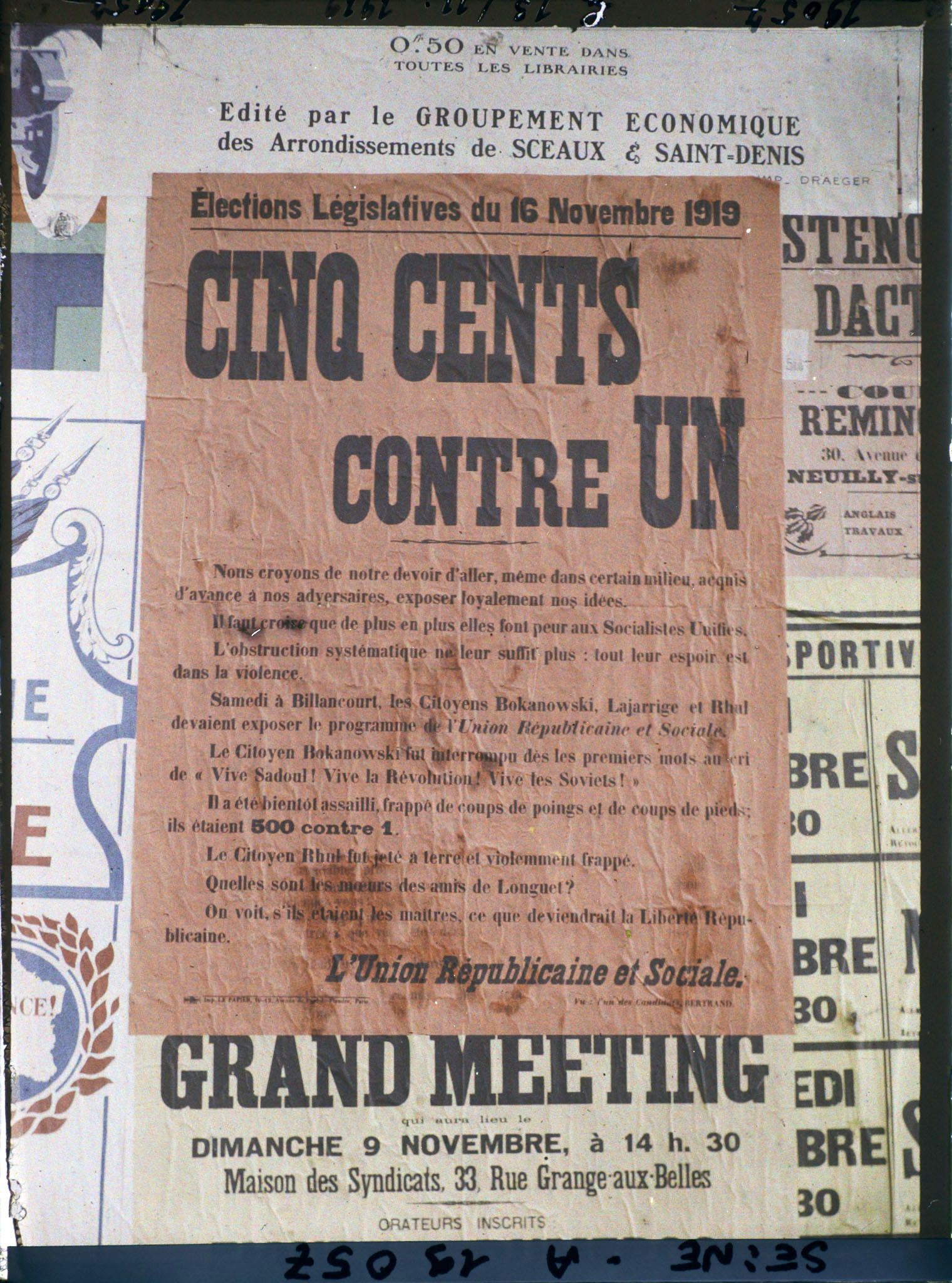 Image représentant Affiche de l'Union républicaine et sociale pour les élections législatives du 16 novembre 1919