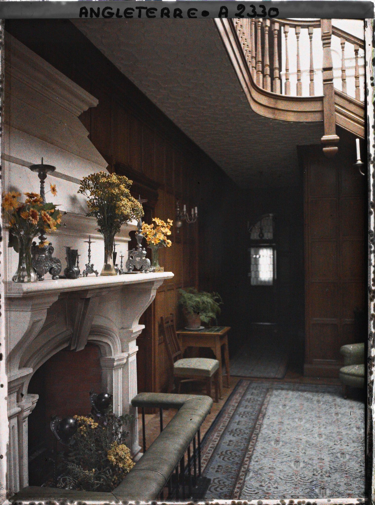 Image représentant La cheminée du salon dans la villa d'Albert Kahn