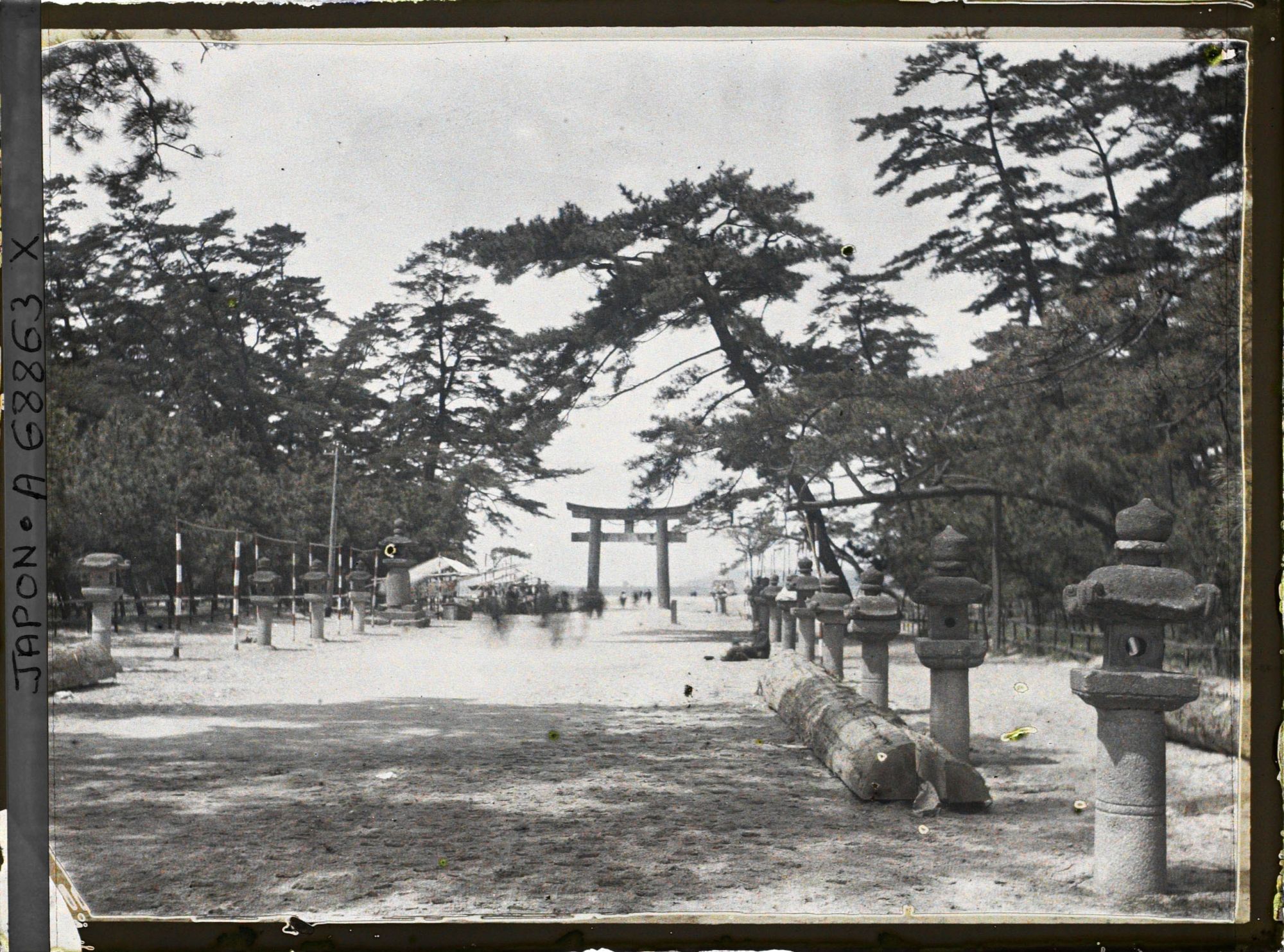 Image représentant Sanctuaire Hakozaki Hachiman-Gû : torii en bord de mer