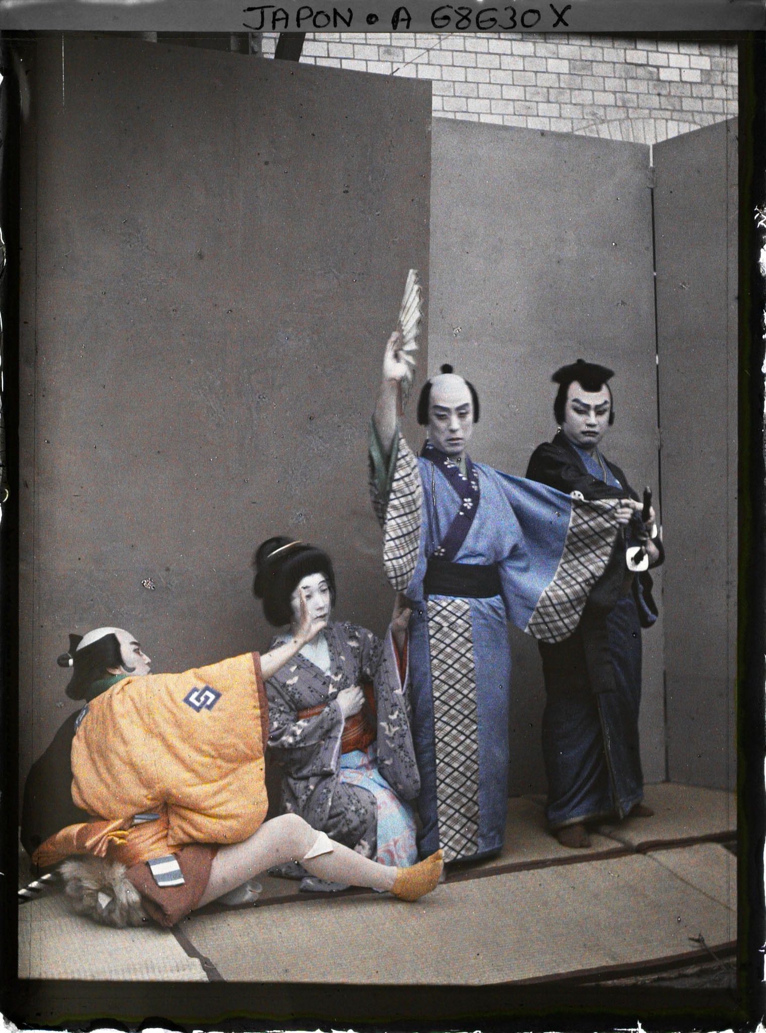 Image représentant Théâtre Kabuki, quatre acteurs en costume