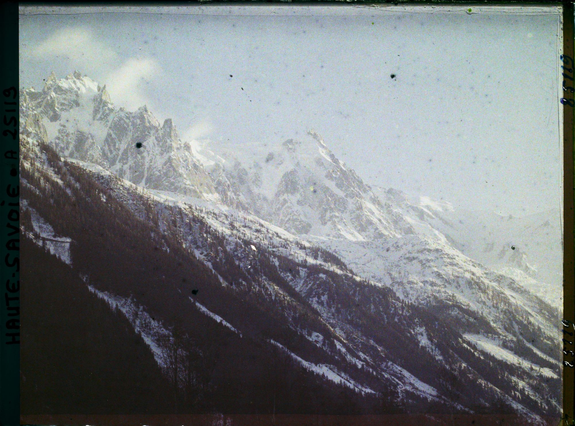 Image représentant France Les Alpes, Vallée de Chamonix, Coucher de Soleil s/ le Mt Blanc, les Aiges du Midi, du Plan et de la Blaitière (5h du soir)