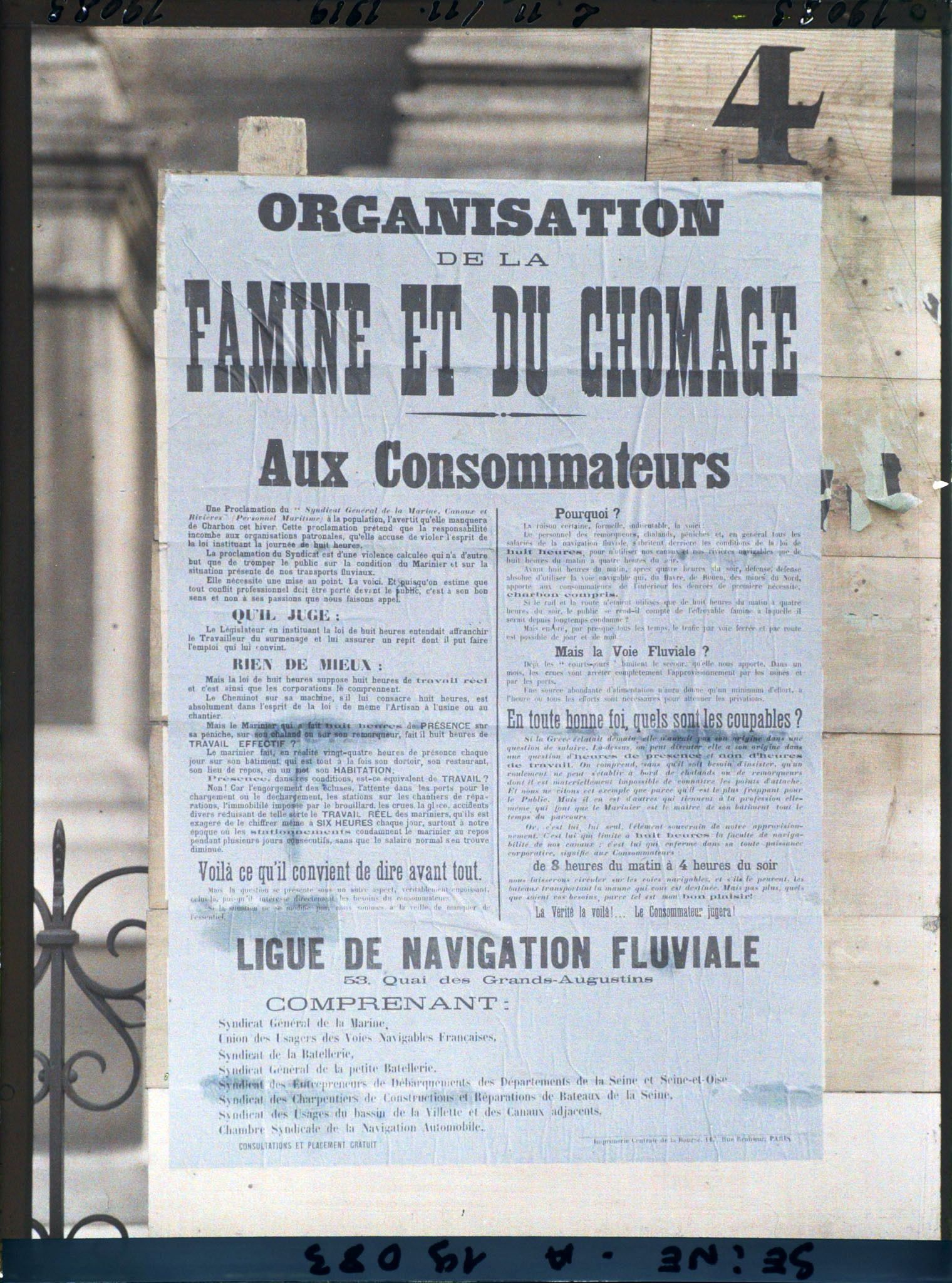 Image représentant Affiche de la Ligue de navigation fluviale pour les élections législatives de novembre 1919