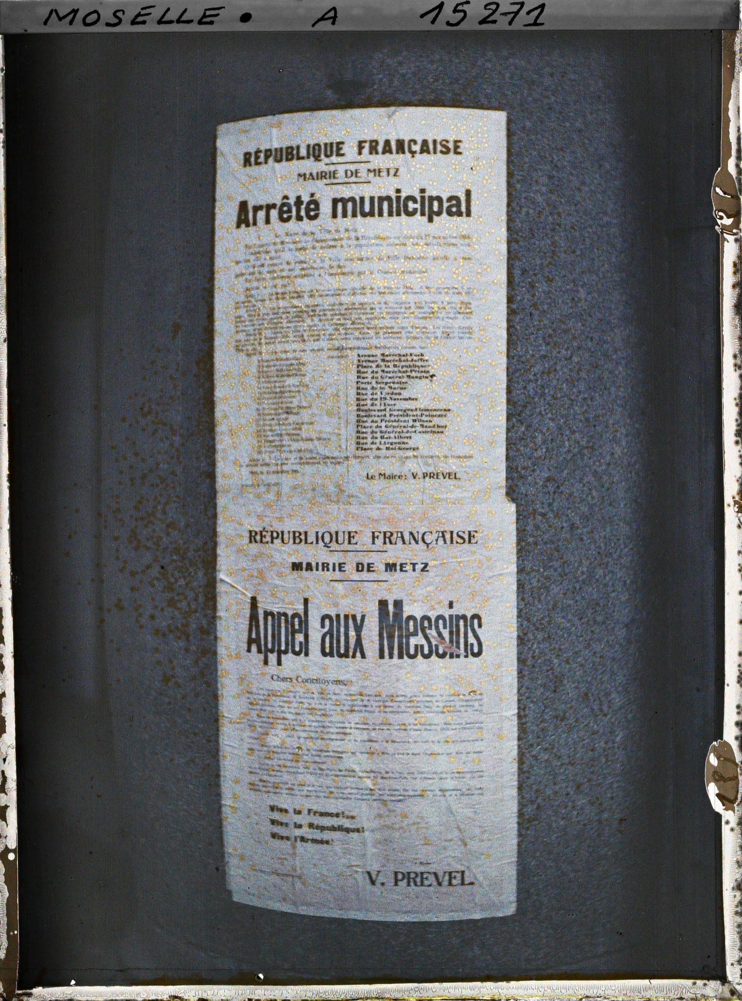 Image représentant Affiche de l'arrêté municipal du nouveau maire V. Prével