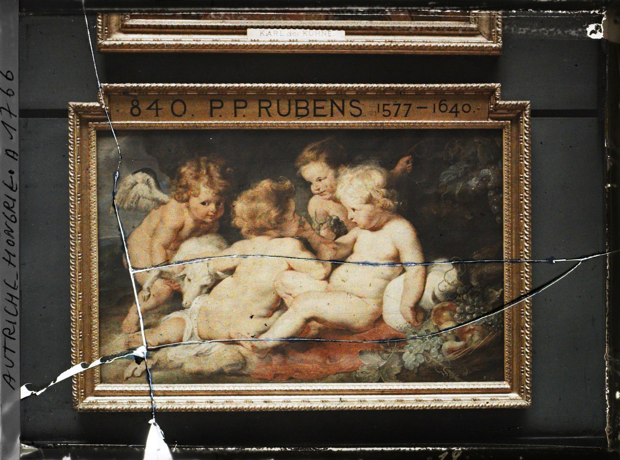 Image représentant Photographie d'une plaque autochrome représentant le tableau de P P Rubens, Jesus avec Saint Jean