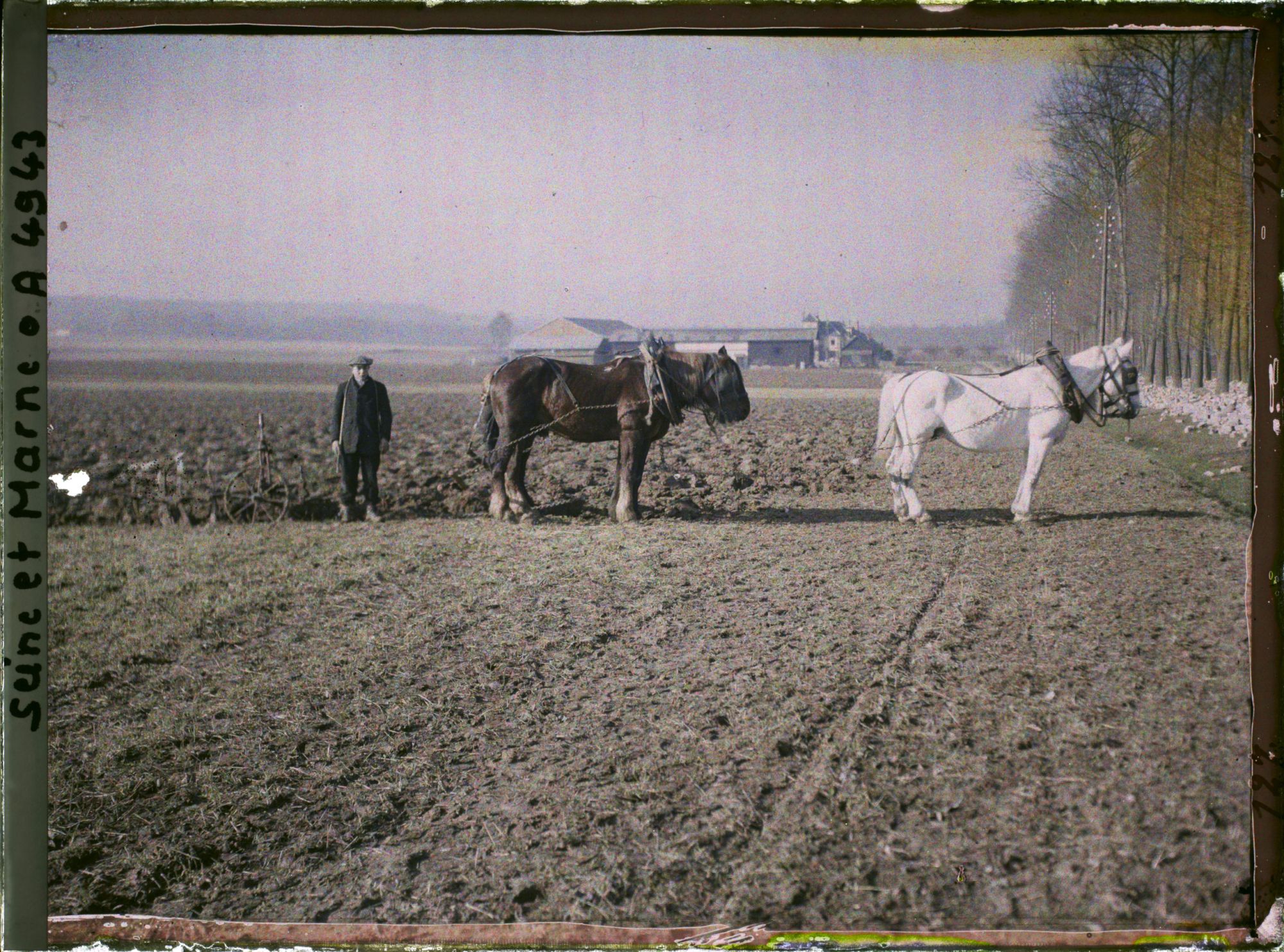 Image représentant France, Claye, La ferme de gros bois, commune de Claye : le labourage à cheval