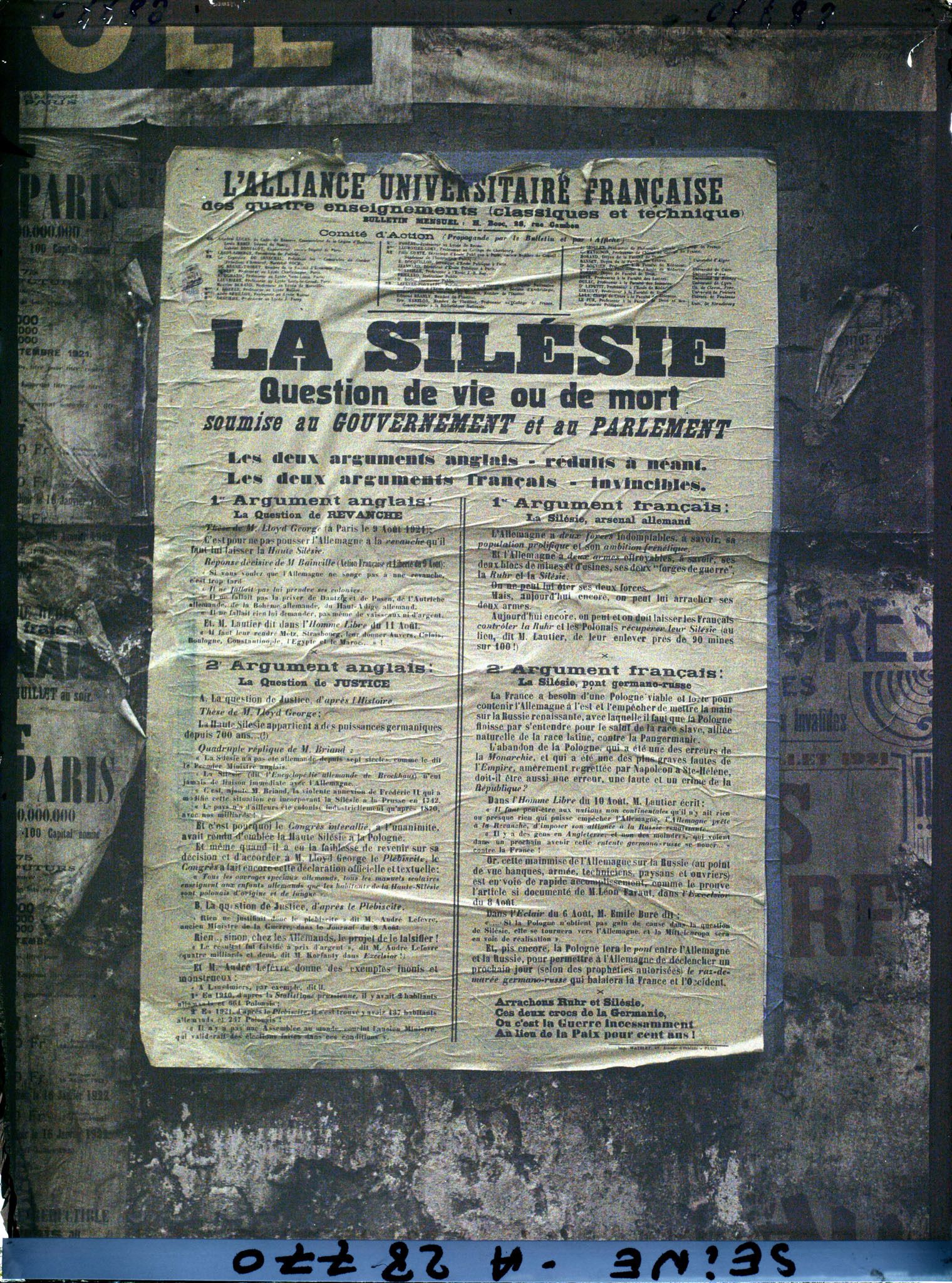 Image représentant Affiche de l&#039;Alliance Universitaire Française sur la question de la Silésie
