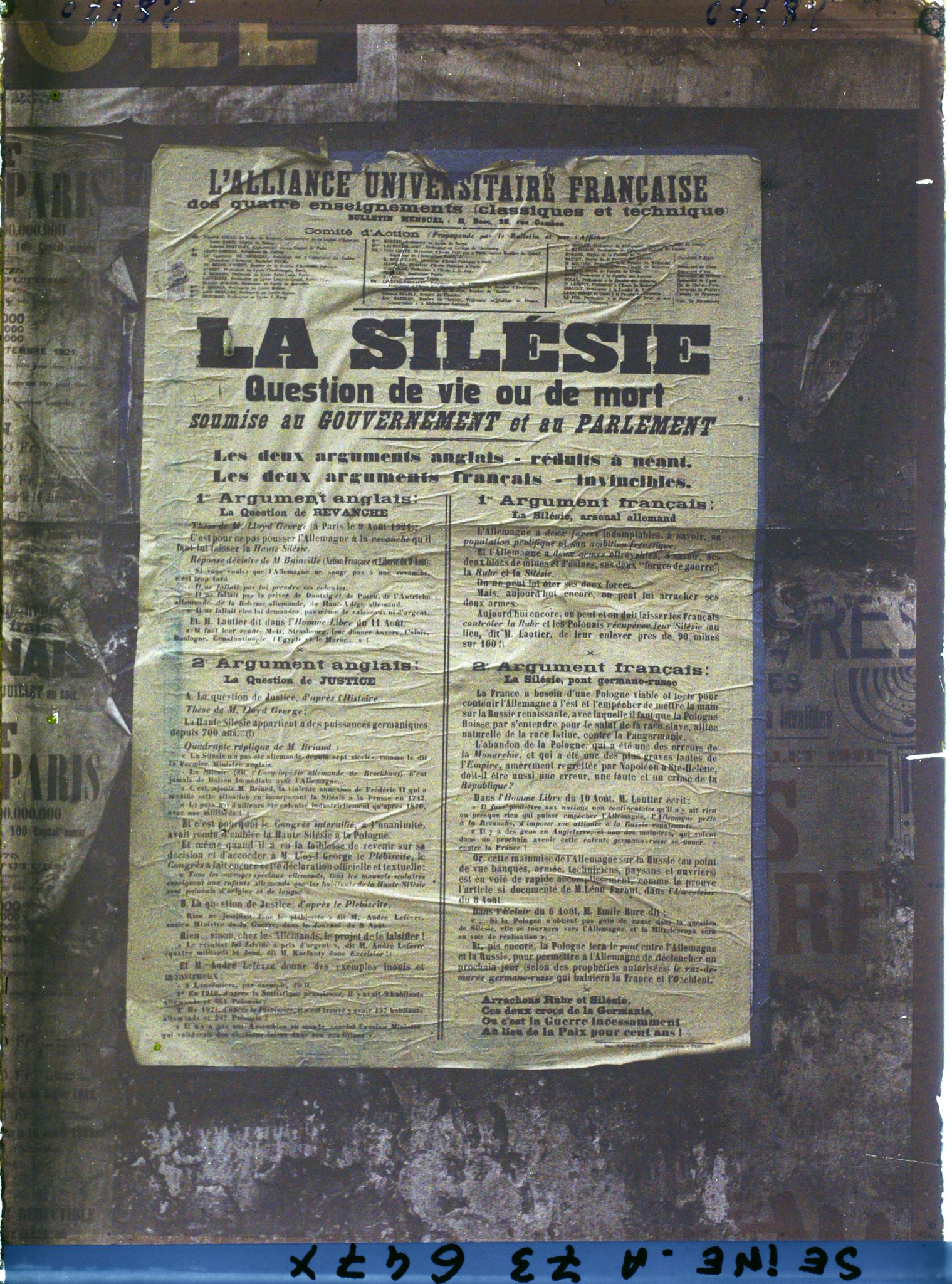 Image représentant Affiche de l'Alliance Universitaire Française sur la question de la Silésie