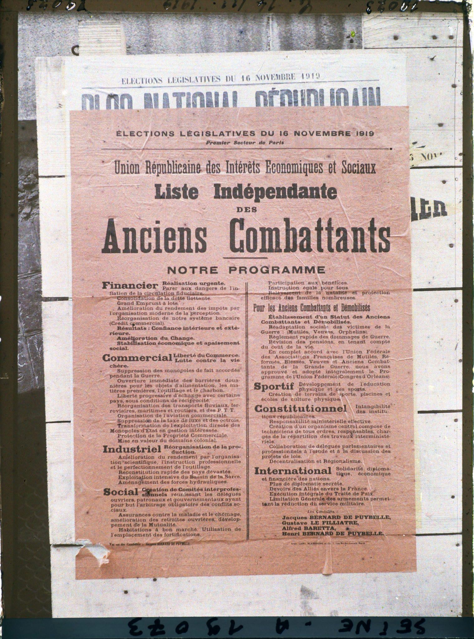 Image représentant Affiche de l'Union républicaine des intérêts économiques et sociaux pour les élections législatives de novembre 1919