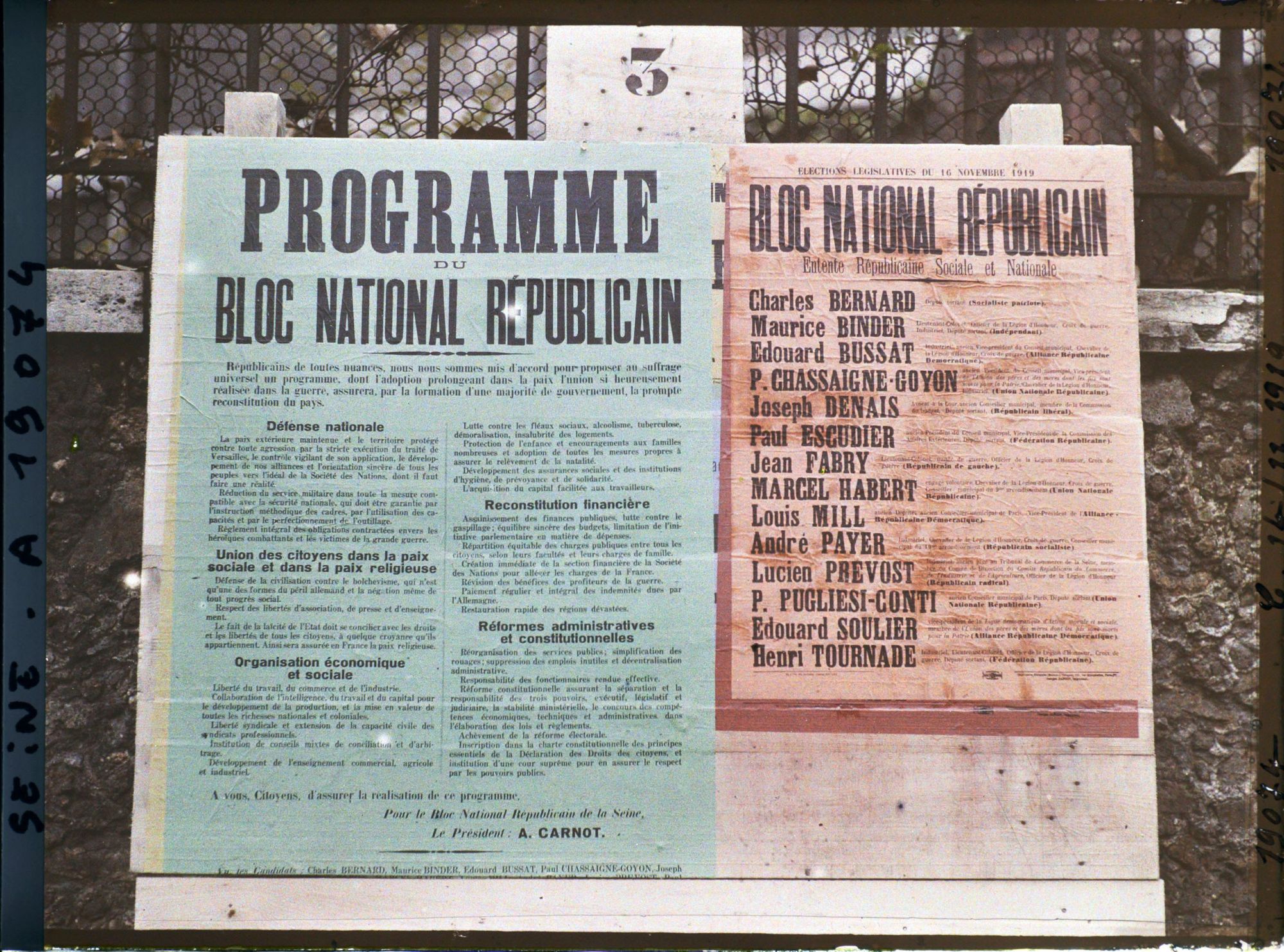 Image représentant Affiches du Bloc national républicain pour les élections législatives de novembre 1919