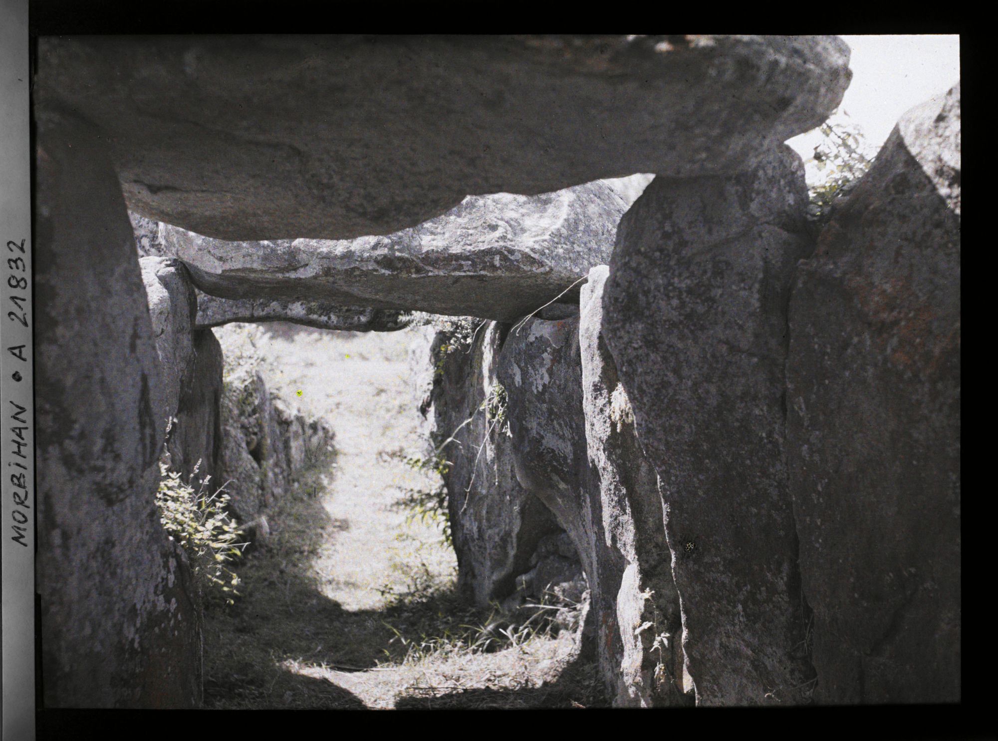 Image représentant L'intérieur de l'allée couverte de Mané-Kerioned, route d'Auray à Carnac.