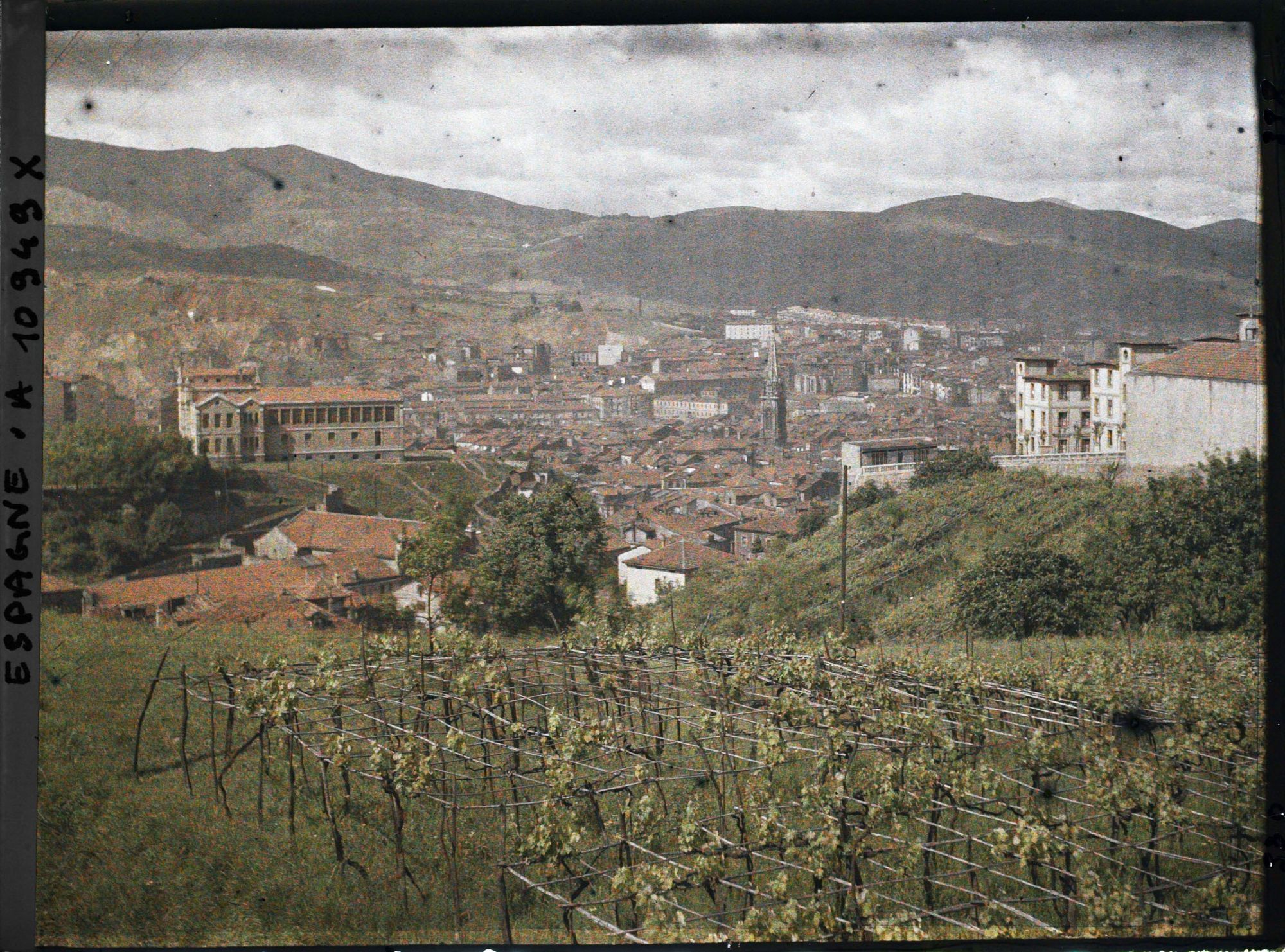 Image représentant Espagne, Bilbao, L'ensemble de Bilbao vu de l'Est vers l'Ouest vignes au 1er plan.