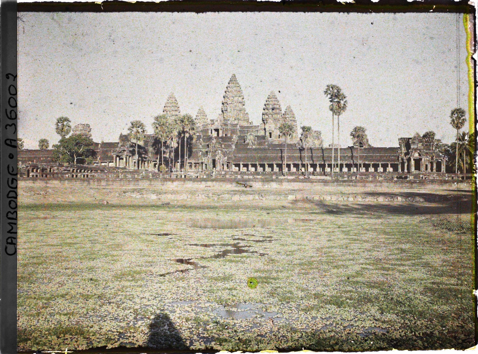 Image représentant La pyramide à trois niveaux formant le temple-montagne, dominée par les cinq prasat (tours-sanctuaires) du massif central