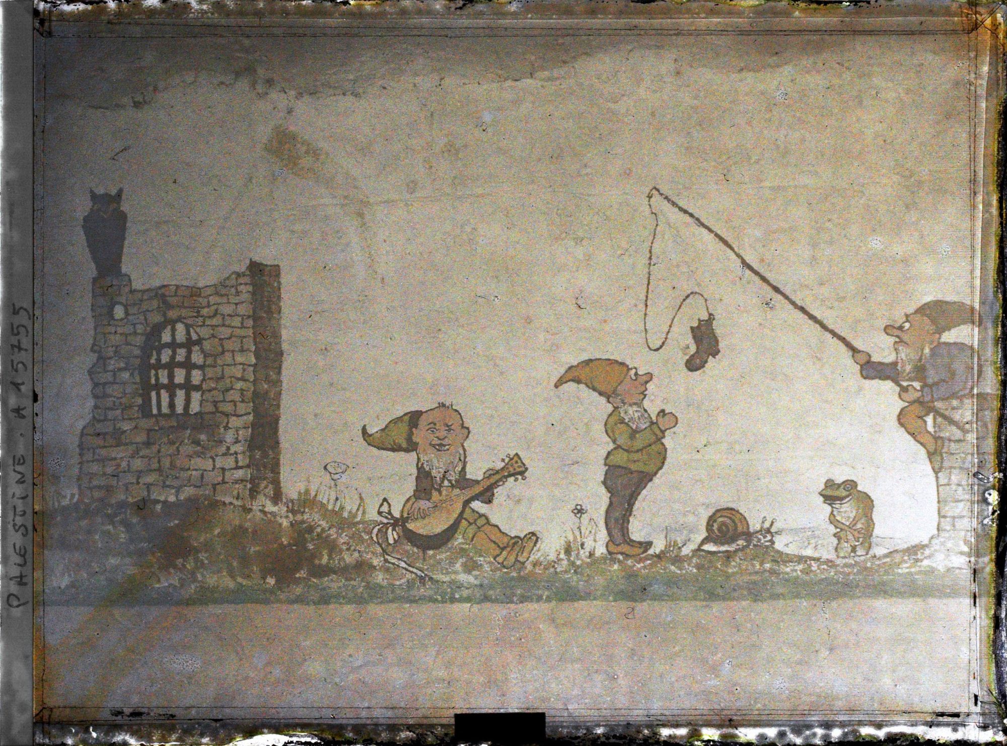 Image représentant Fresque humoristique sur un mur du cellier de l'Ecole de la Salle (ou Frères des Ecoles chrétiennes)