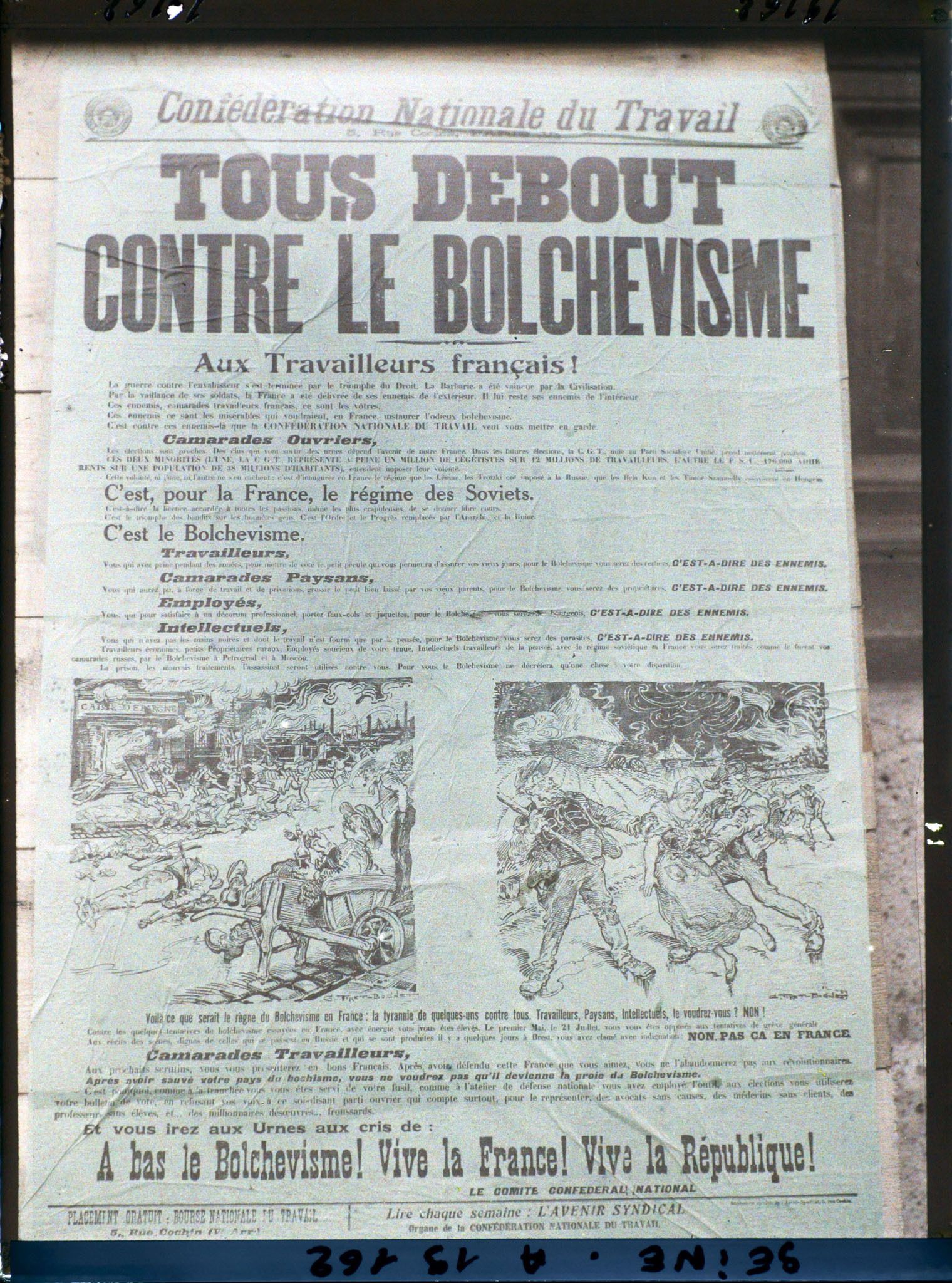 Image représentant Affiche de la Confédération nationale du Travail contre le bolchévisme pour les élections législatives de novembre 1919