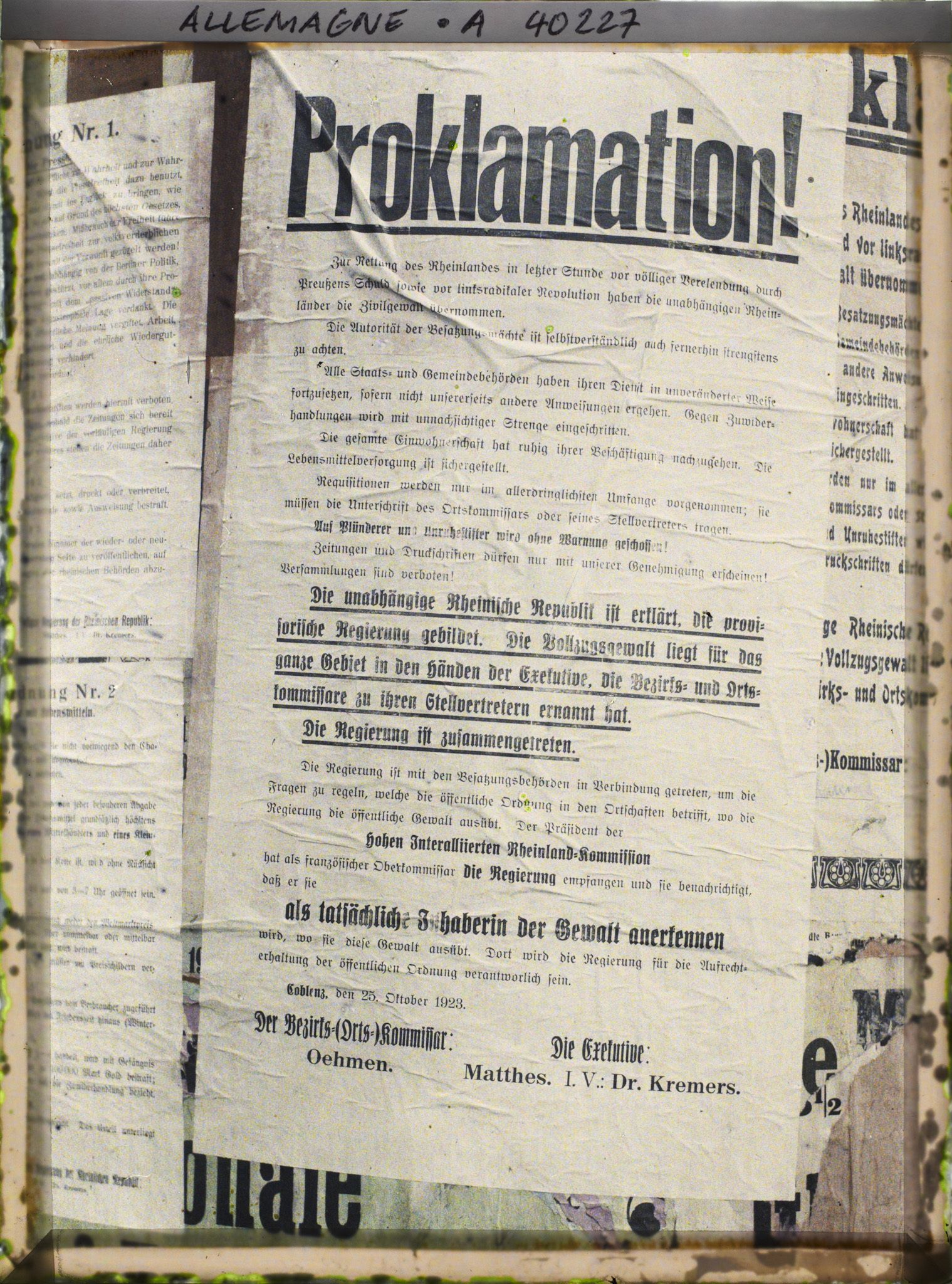 Image représentant Prusse, Düren, Proclamation