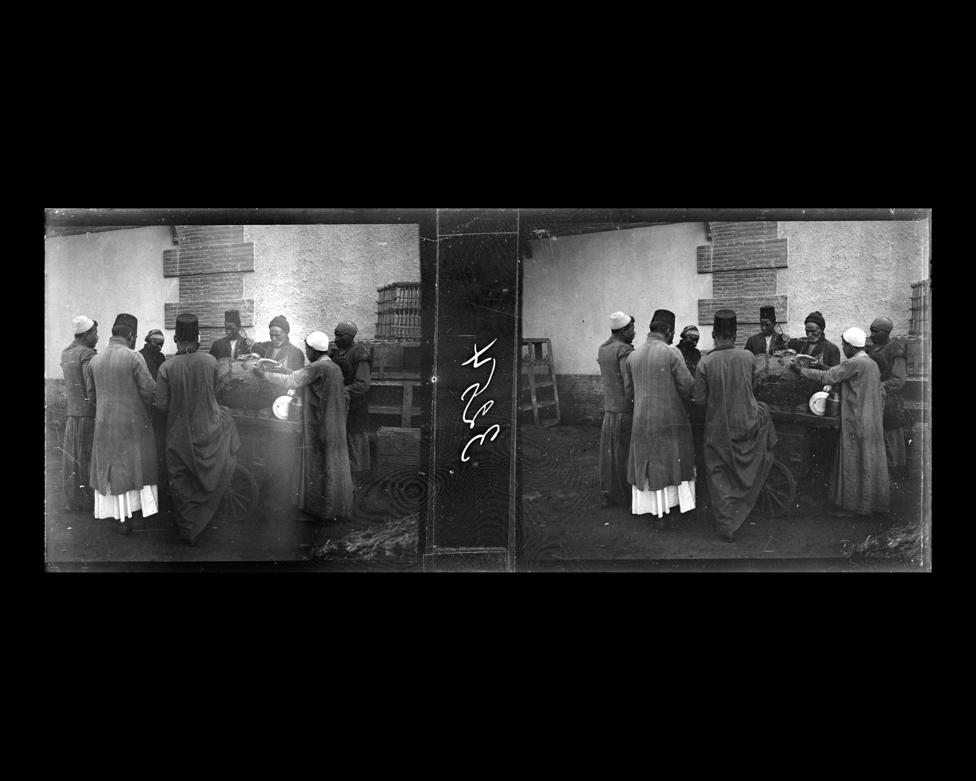 Image représentant Vendeur ambulant entouré de clients