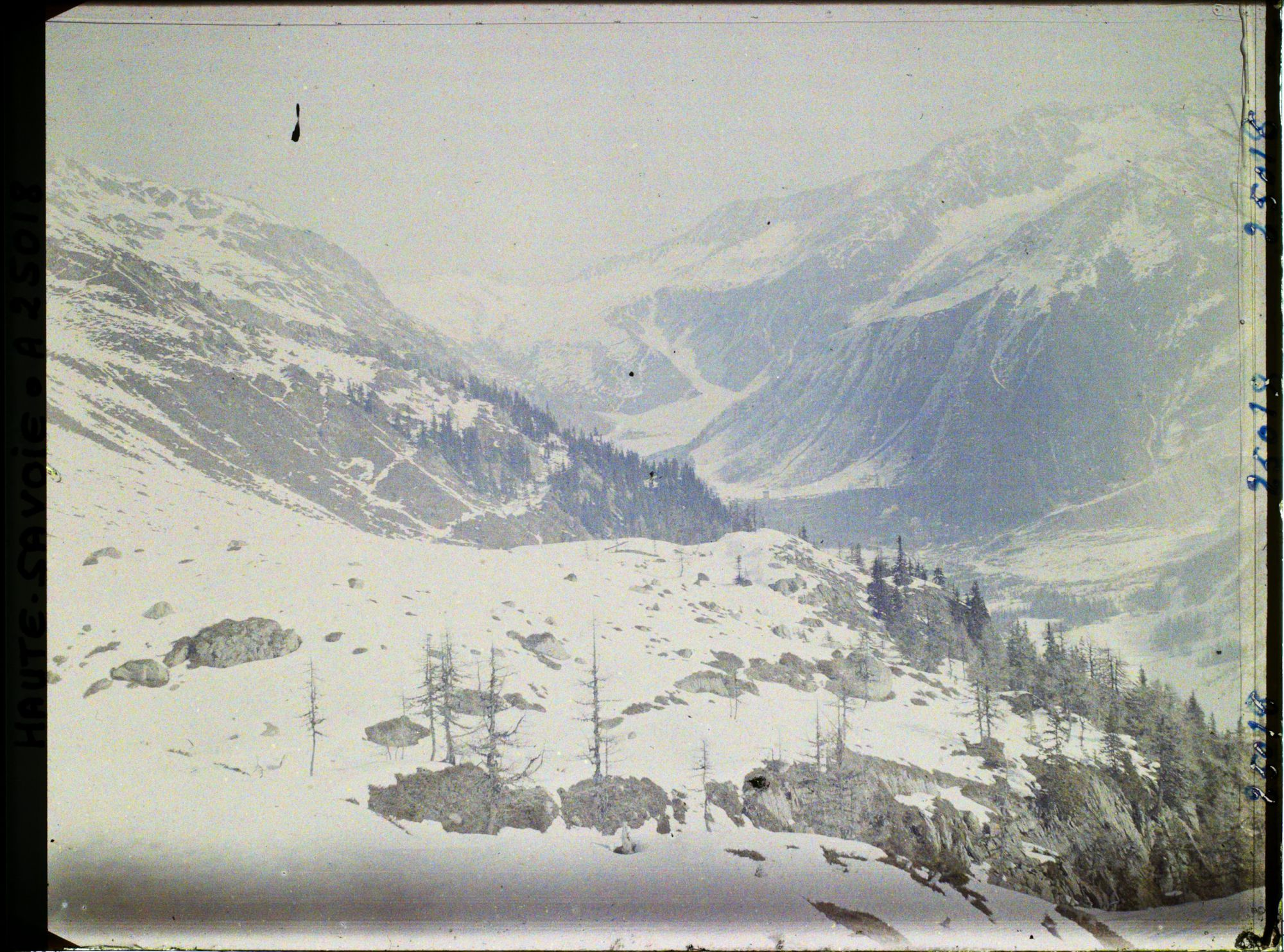 Image représentant France, Les Alpes Vue prise de la Flégère (1877m)  Col de Balme, fin de la vallée de Chamonix, Village de Tour, et à l'horizon, la Croix de Fer en Suisse