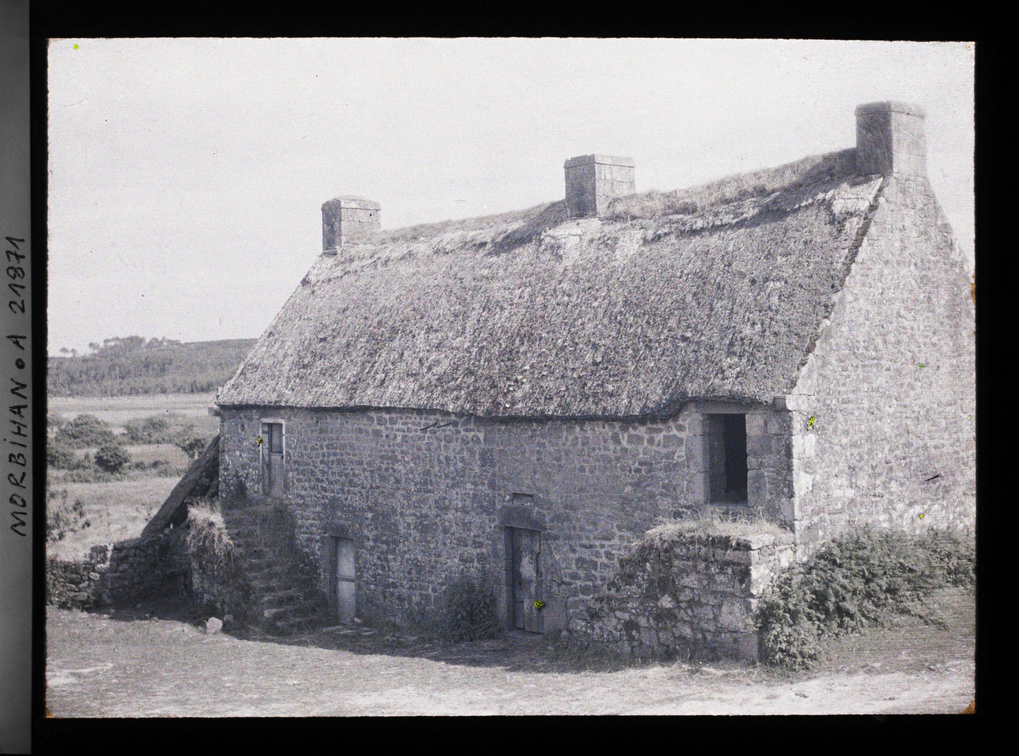 Image représentant Une maison à toit de chaume dans la lande