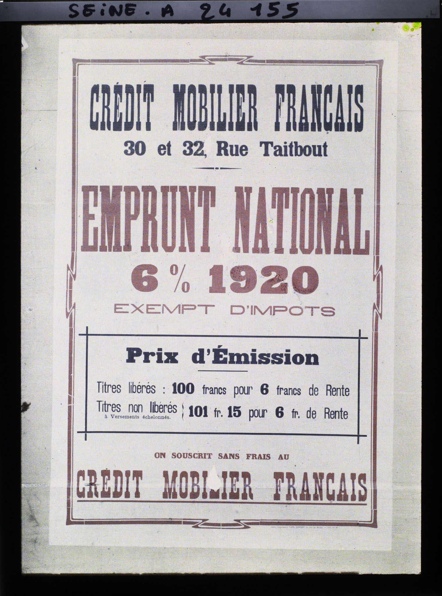 Image représentant Affiche de l'emprunt national de 1920, Crédit mobilier français