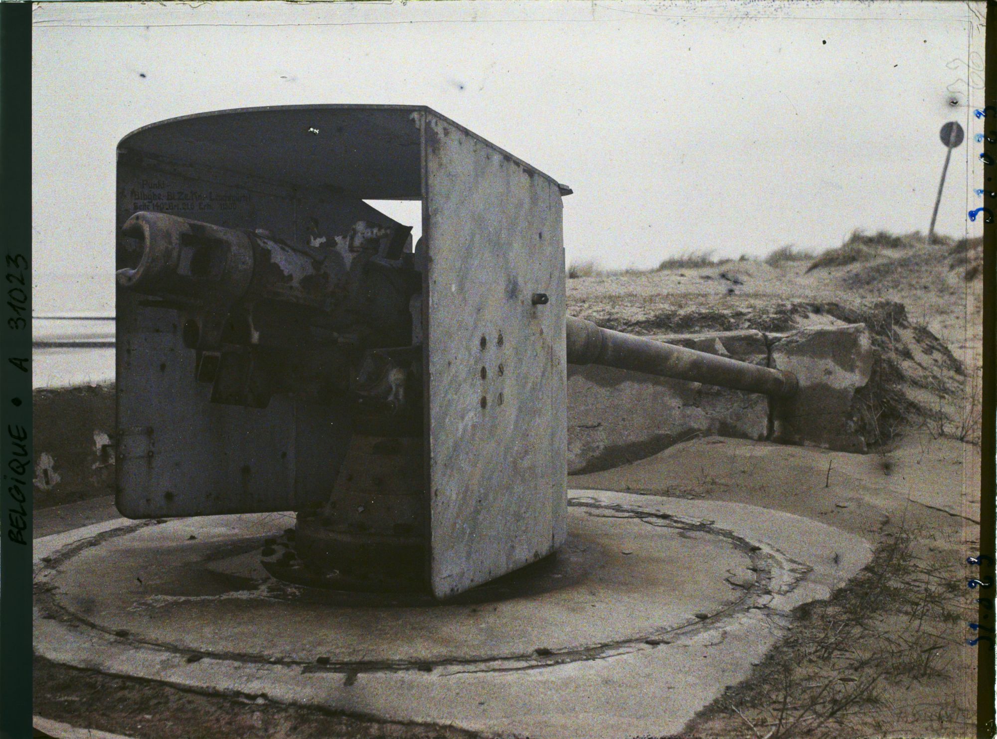 Image représentant Belgique, Blankenberghe, Une pièce de la batterie de 105 de Mittel B.(batterie contre avions)