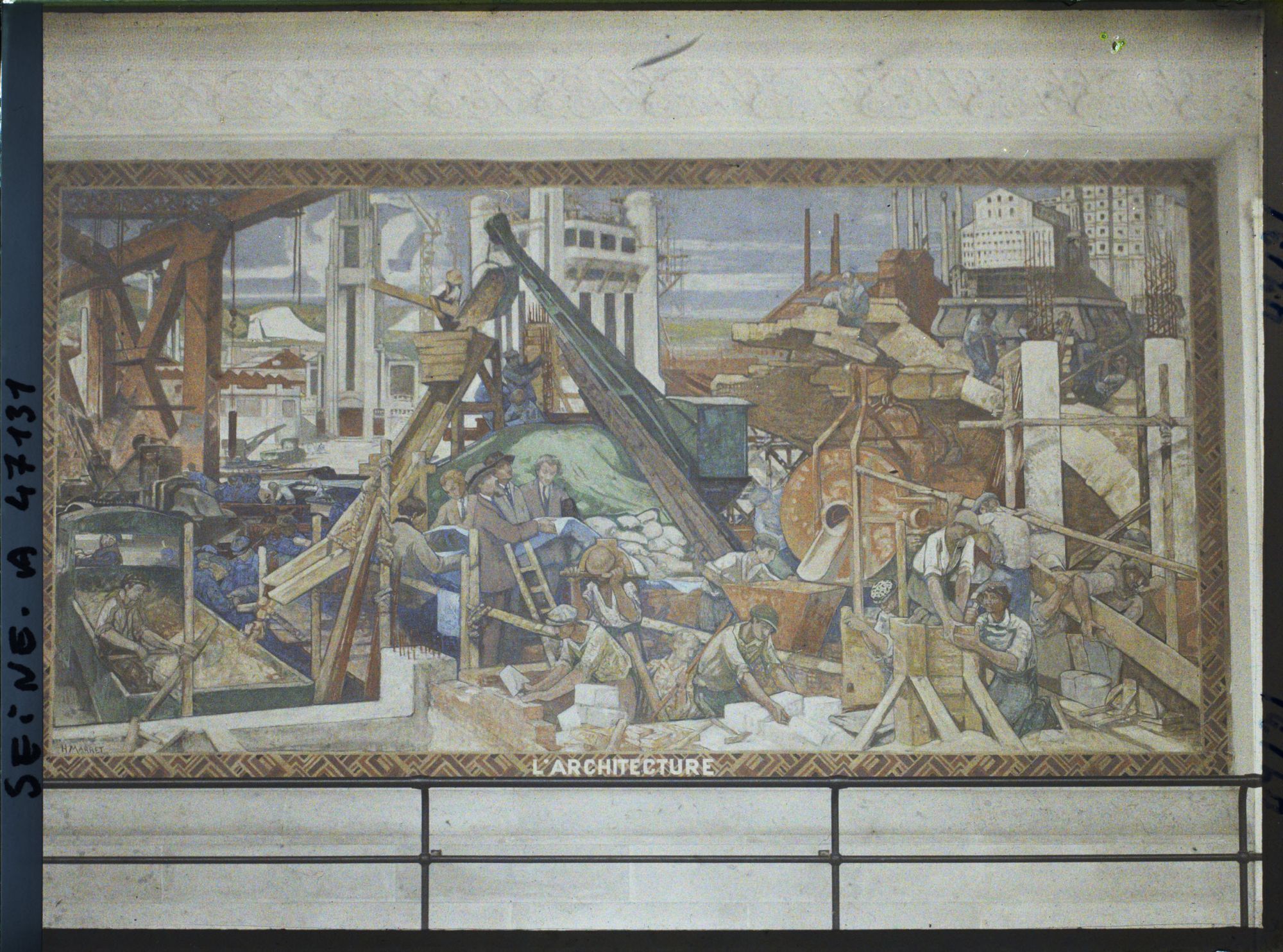 Image représentant L'Exposition des arts décoratifs, Cour des métiers, esplanade des Invalides, Charles Plumet, Panneau de l'Architecture