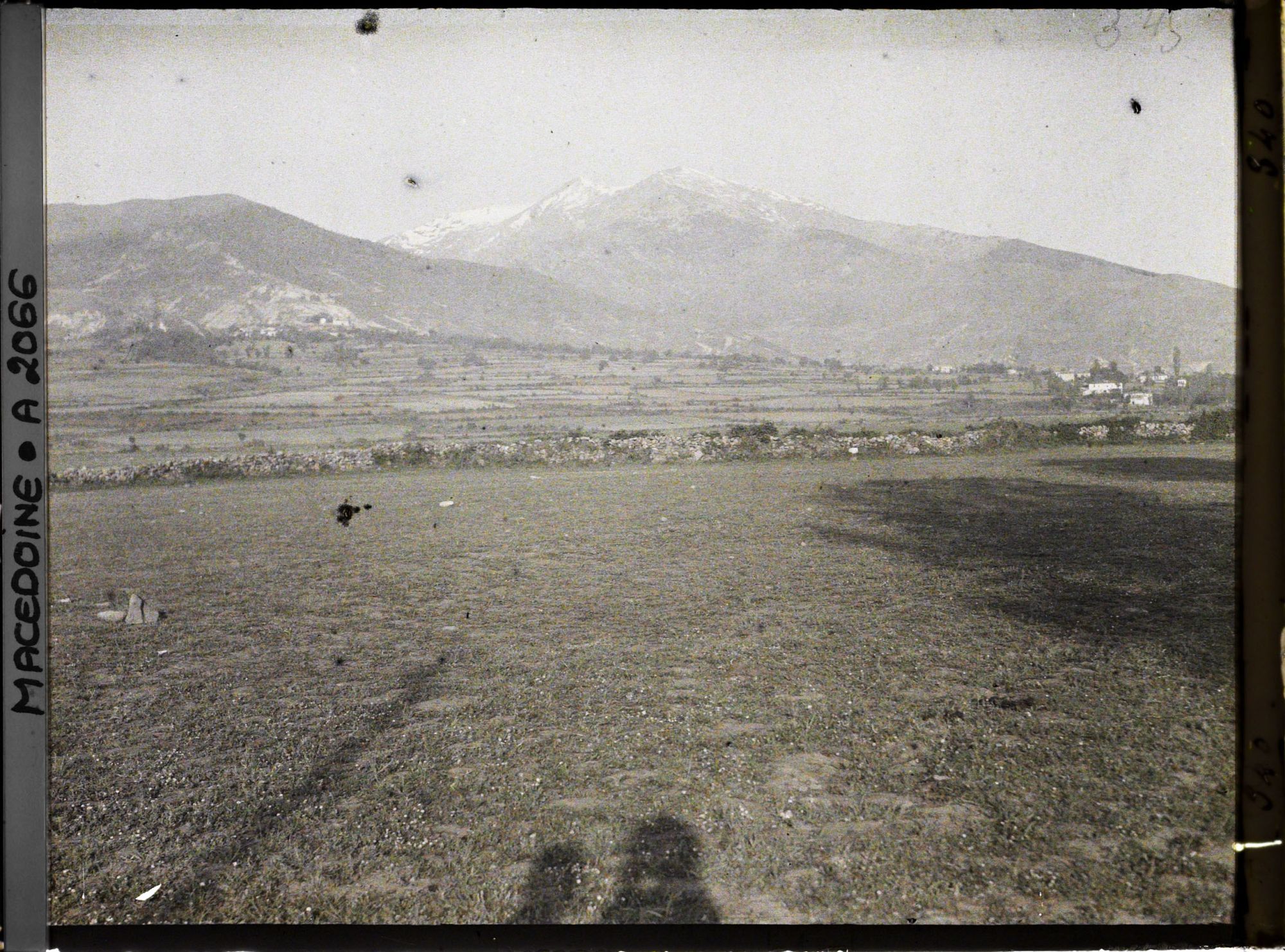 Image représentant Le massif neigeux qui domine Bitola avec les cultures en terre rouge