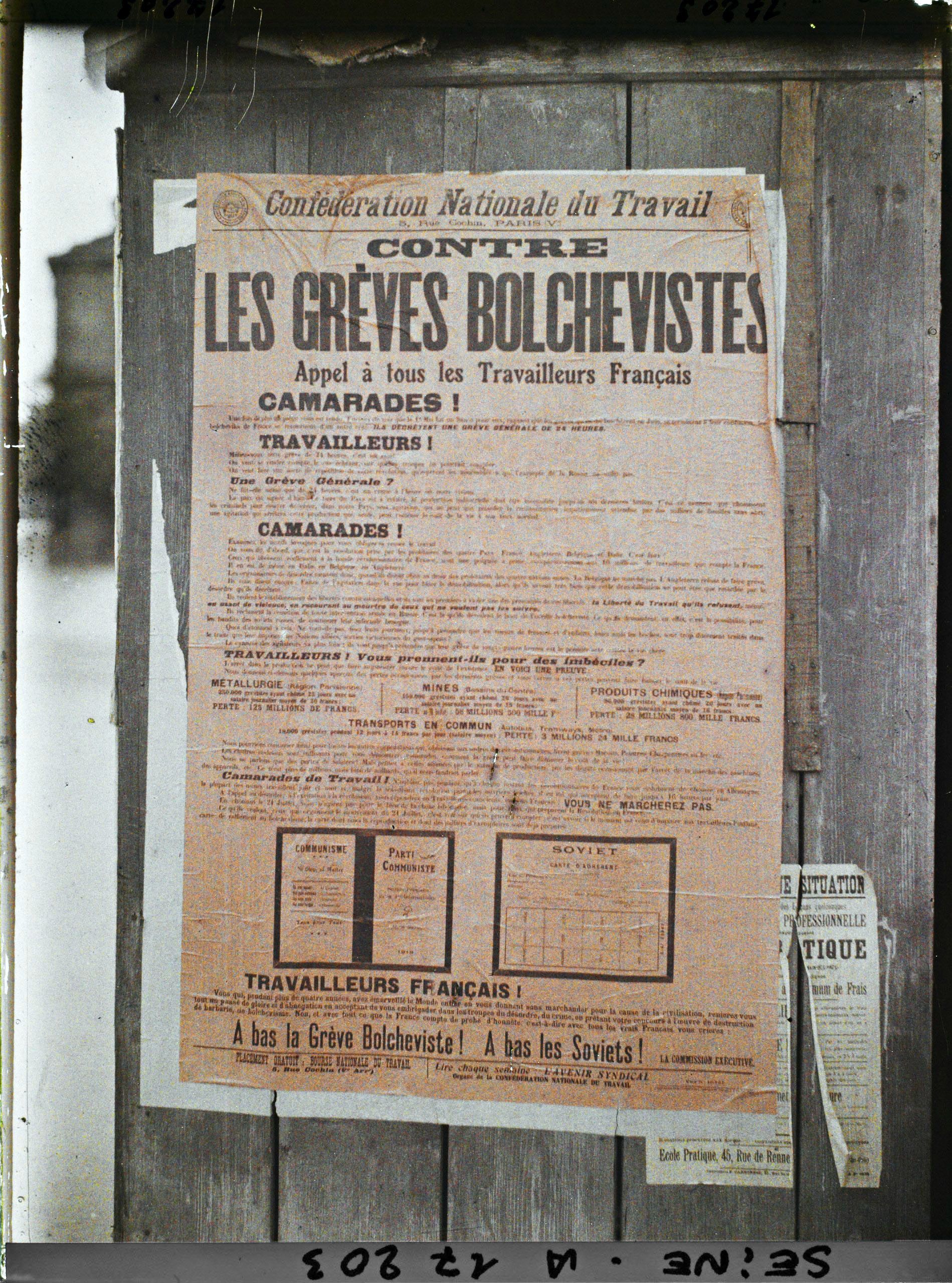 Image représentant Affiche de la Confédération Nationale du Travail "Contre les grèves bolchévistes"