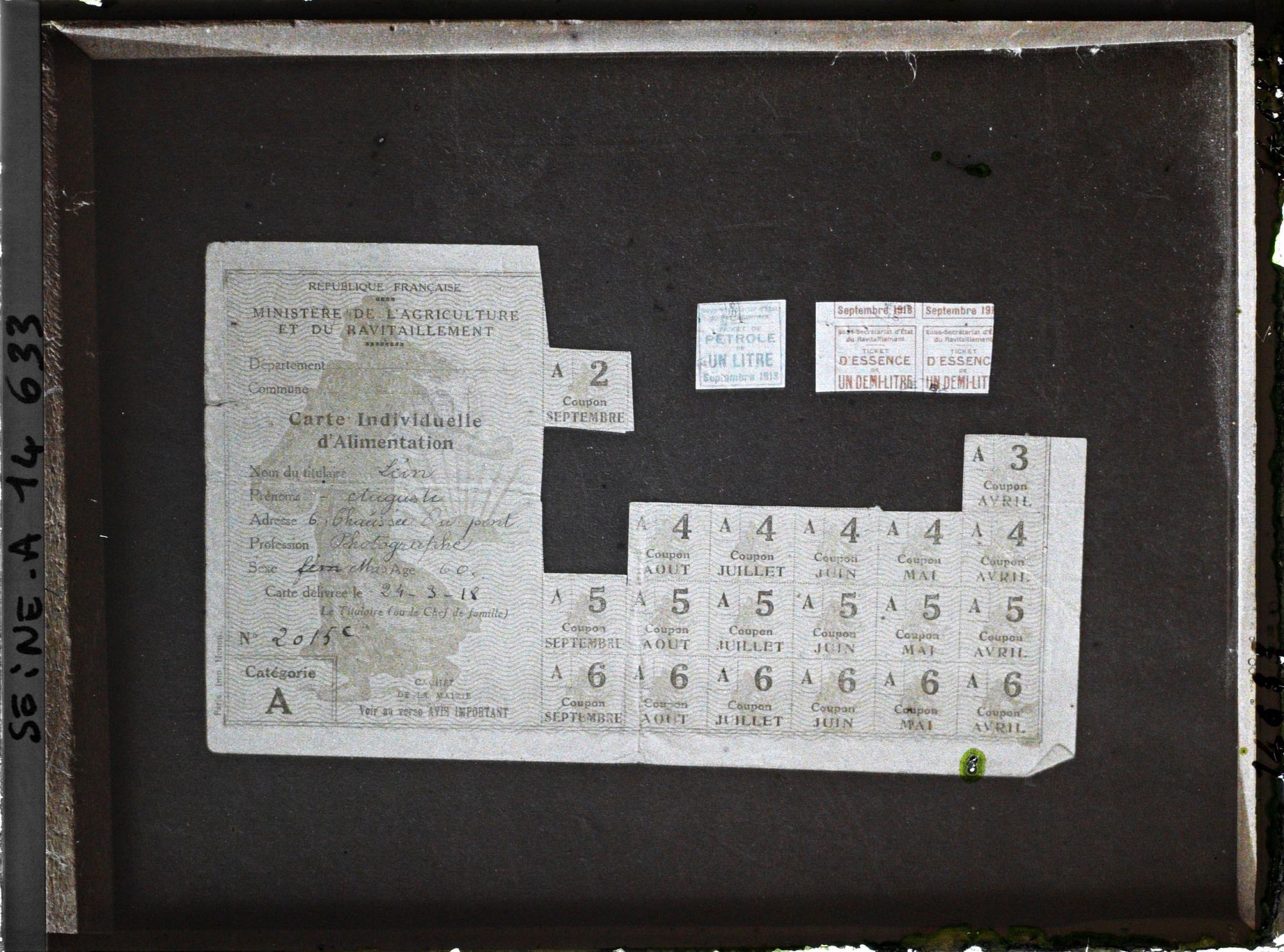 Image représentant Carte individuelle d'alimentation d'Auguste Léon