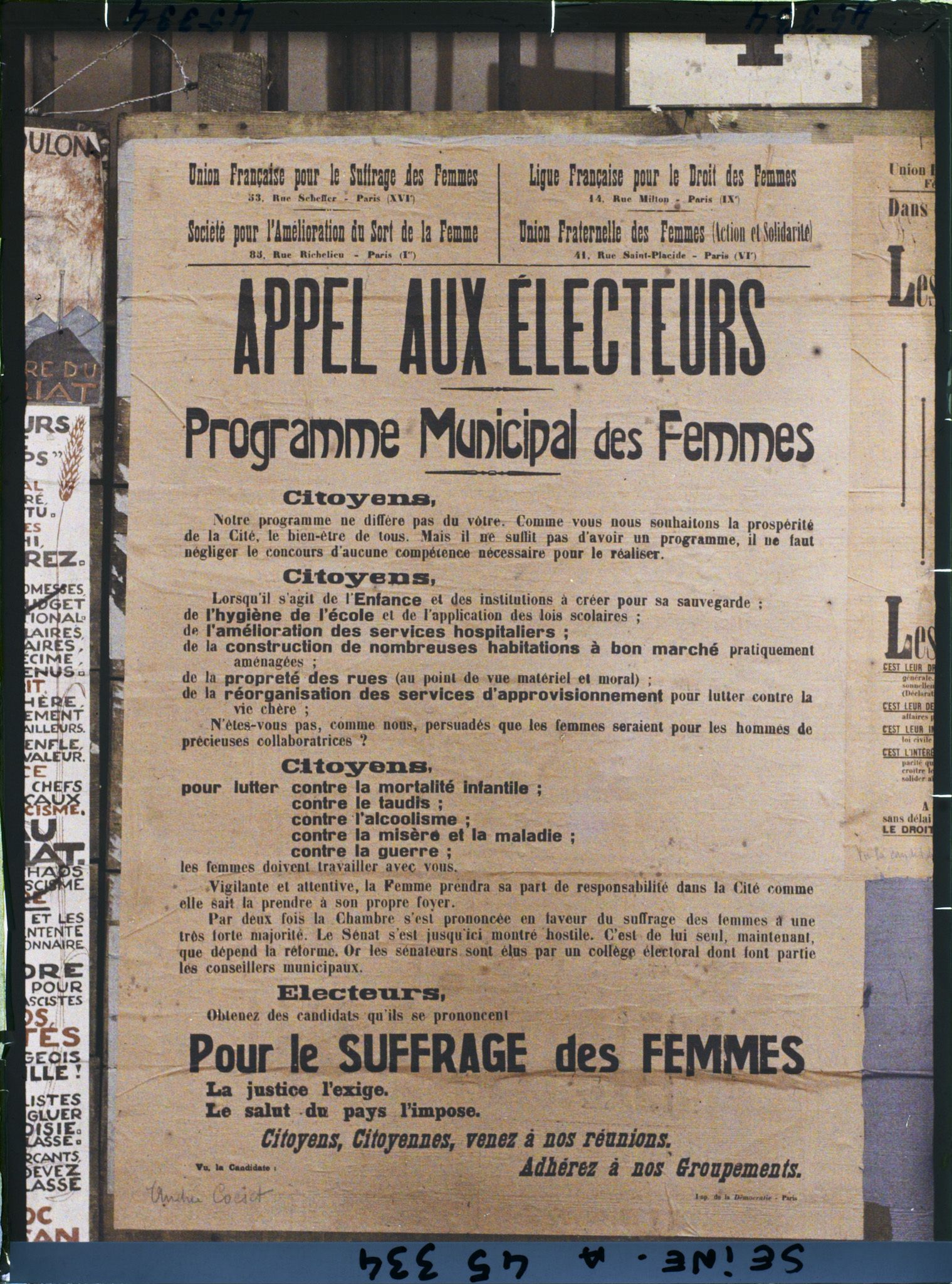 Image représentant Affiche pour les élections municipales, Programme Municipal des Femmes