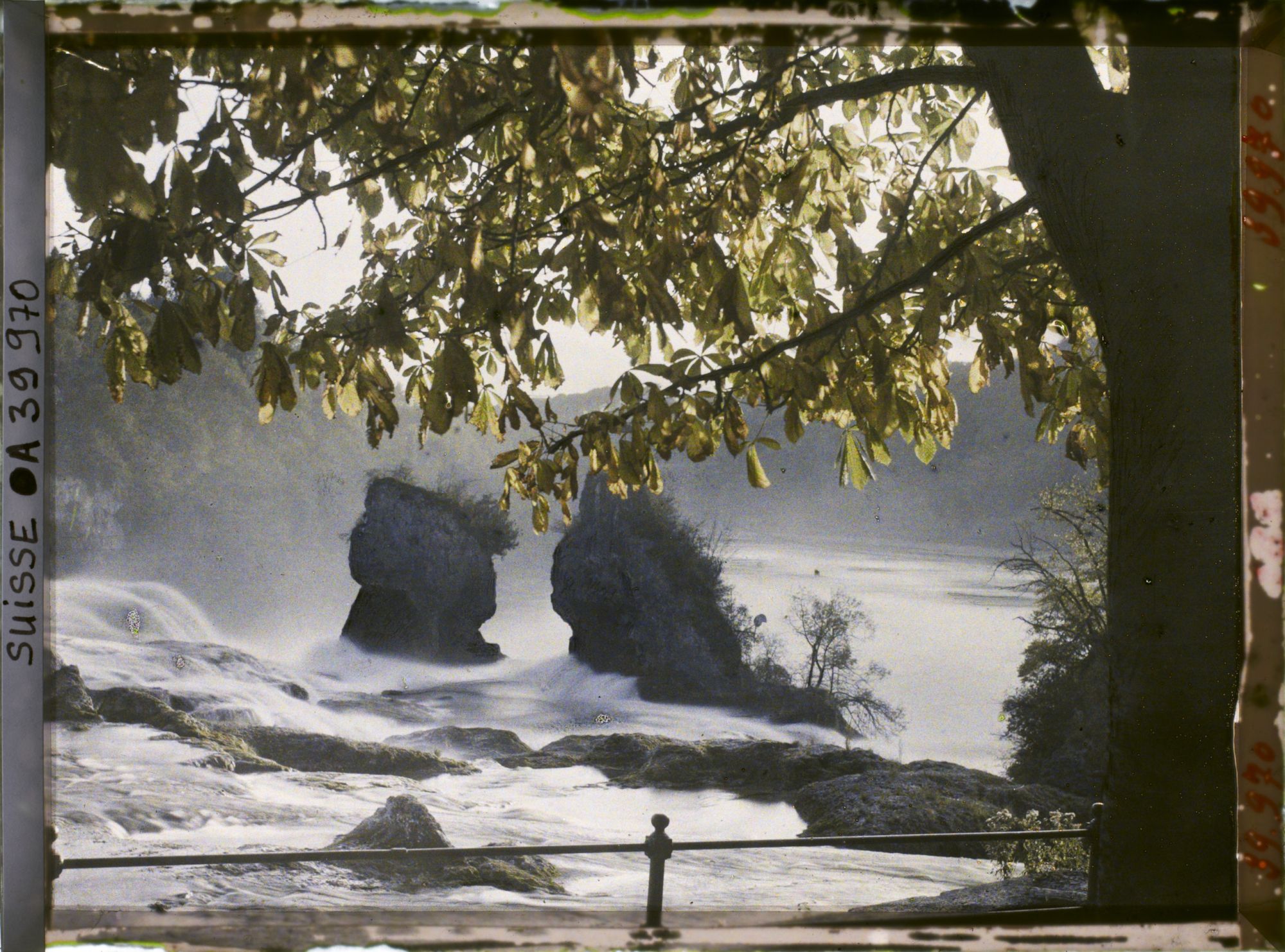 Image représentant Les deux rochers au milieu des chutes du Rhin