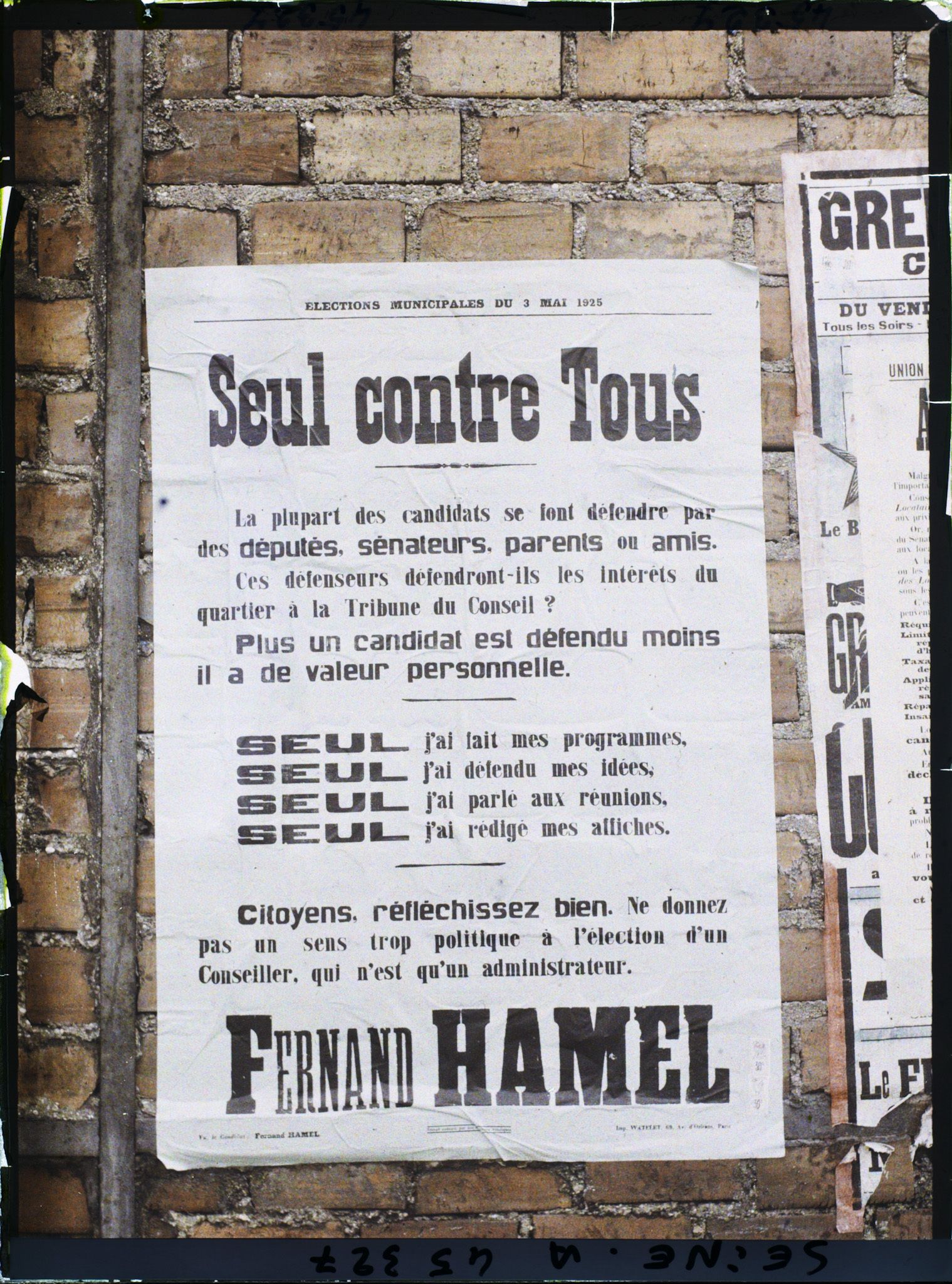 Image représentant Affiche pour les élections municipales, Fernand Hamel
