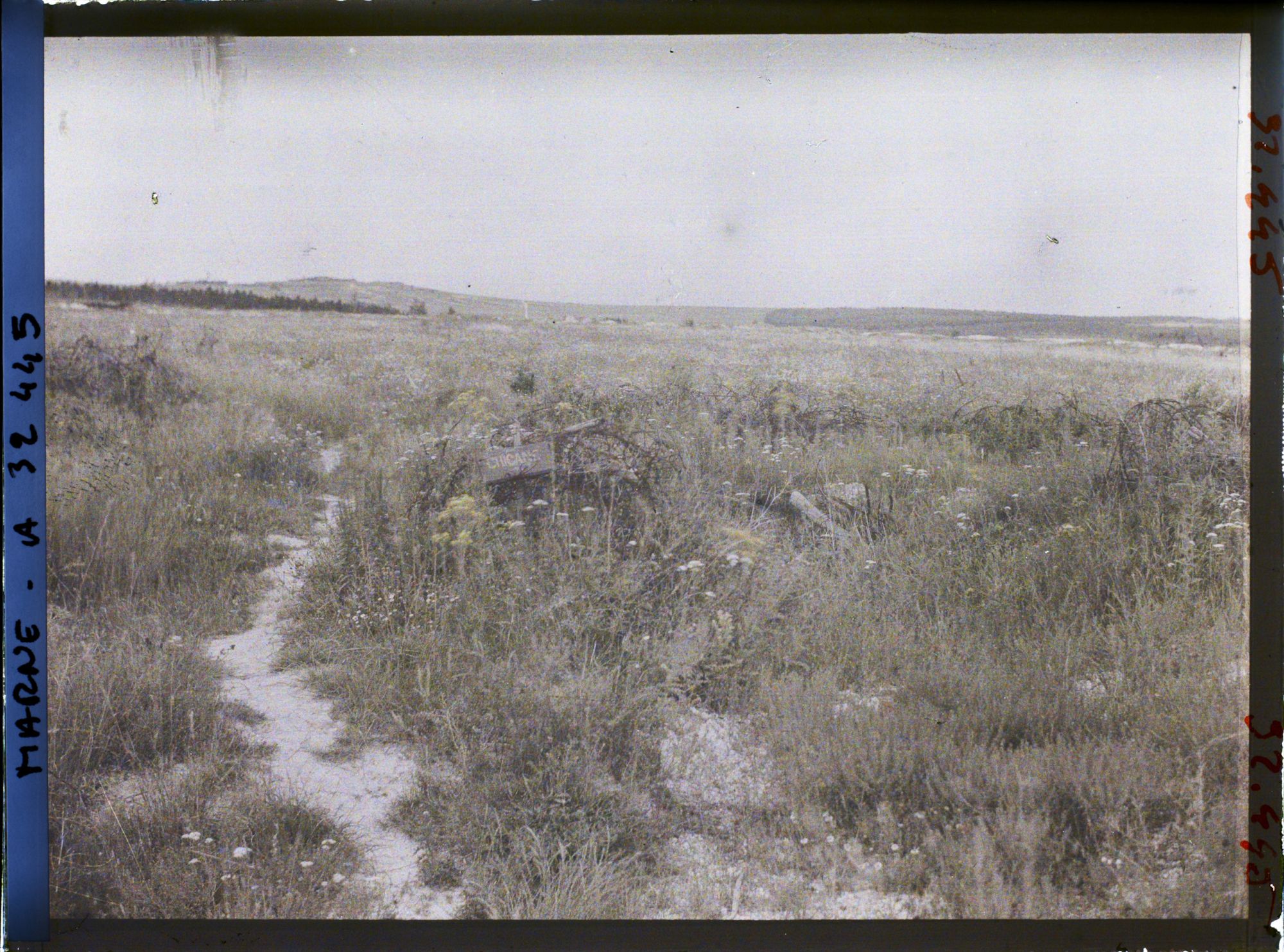 Image représentant France, Reims, Secteur de la Pompelle, petit Chemin à l'emplacement d'une Chicane conduisant aux lignes allemandes