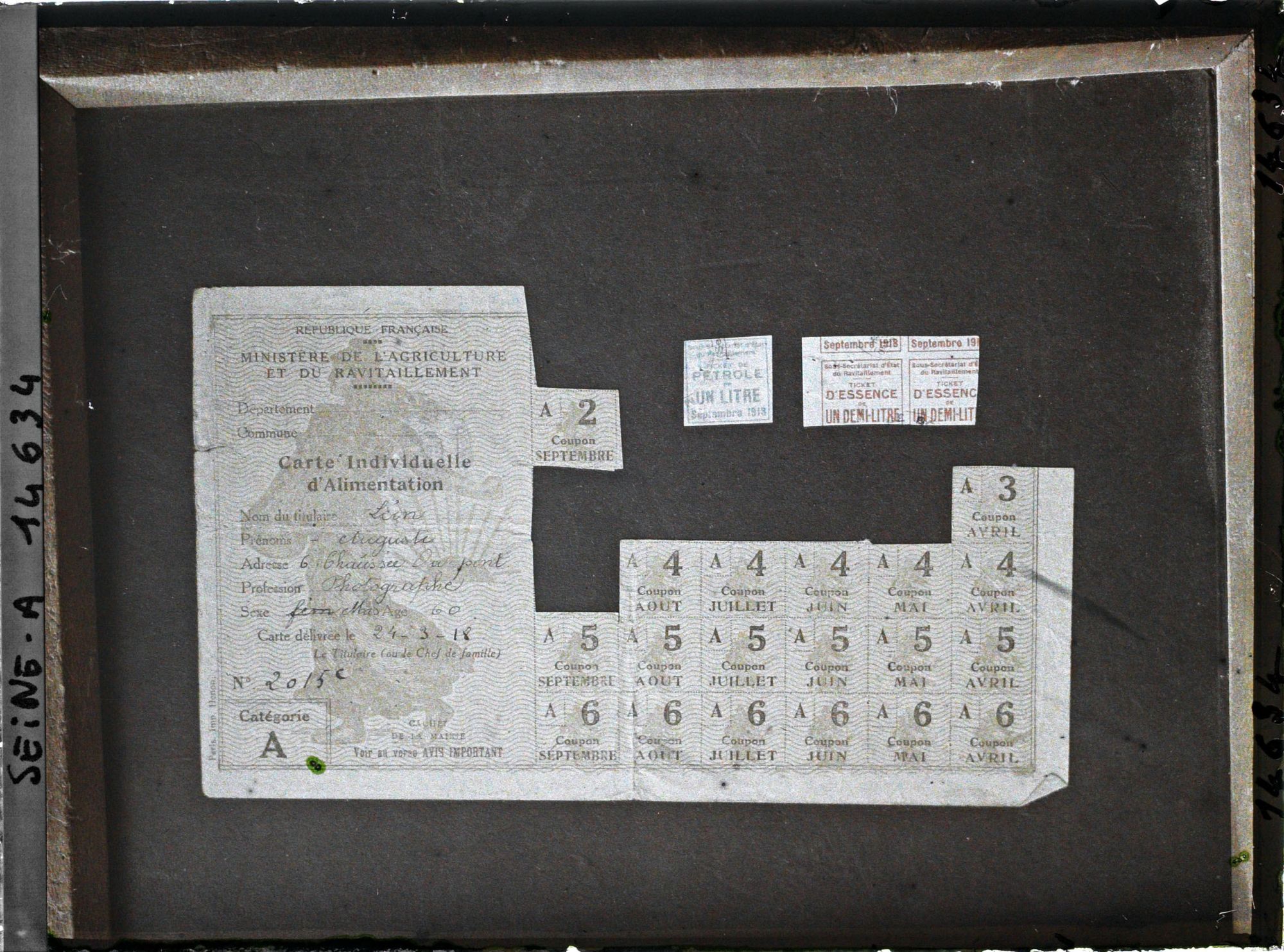 Image représentant Carte individuelle d'alimentation d'Auguste Léon