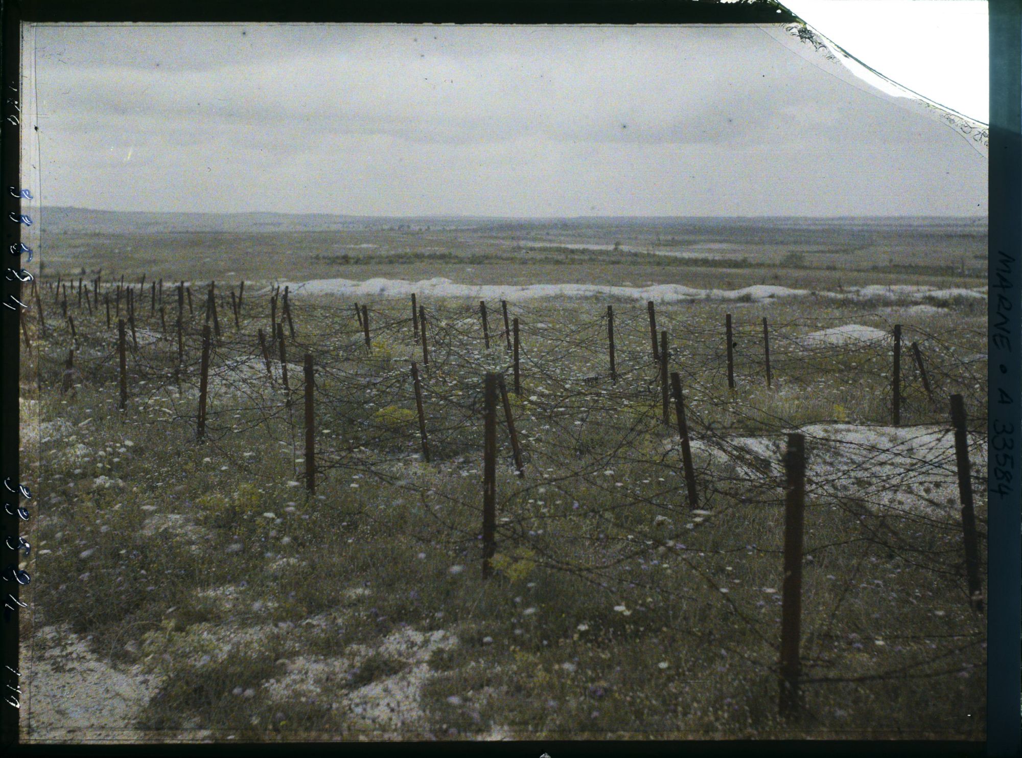 Image représentant France, Tranchée et barbelés en venant du Mont Casque