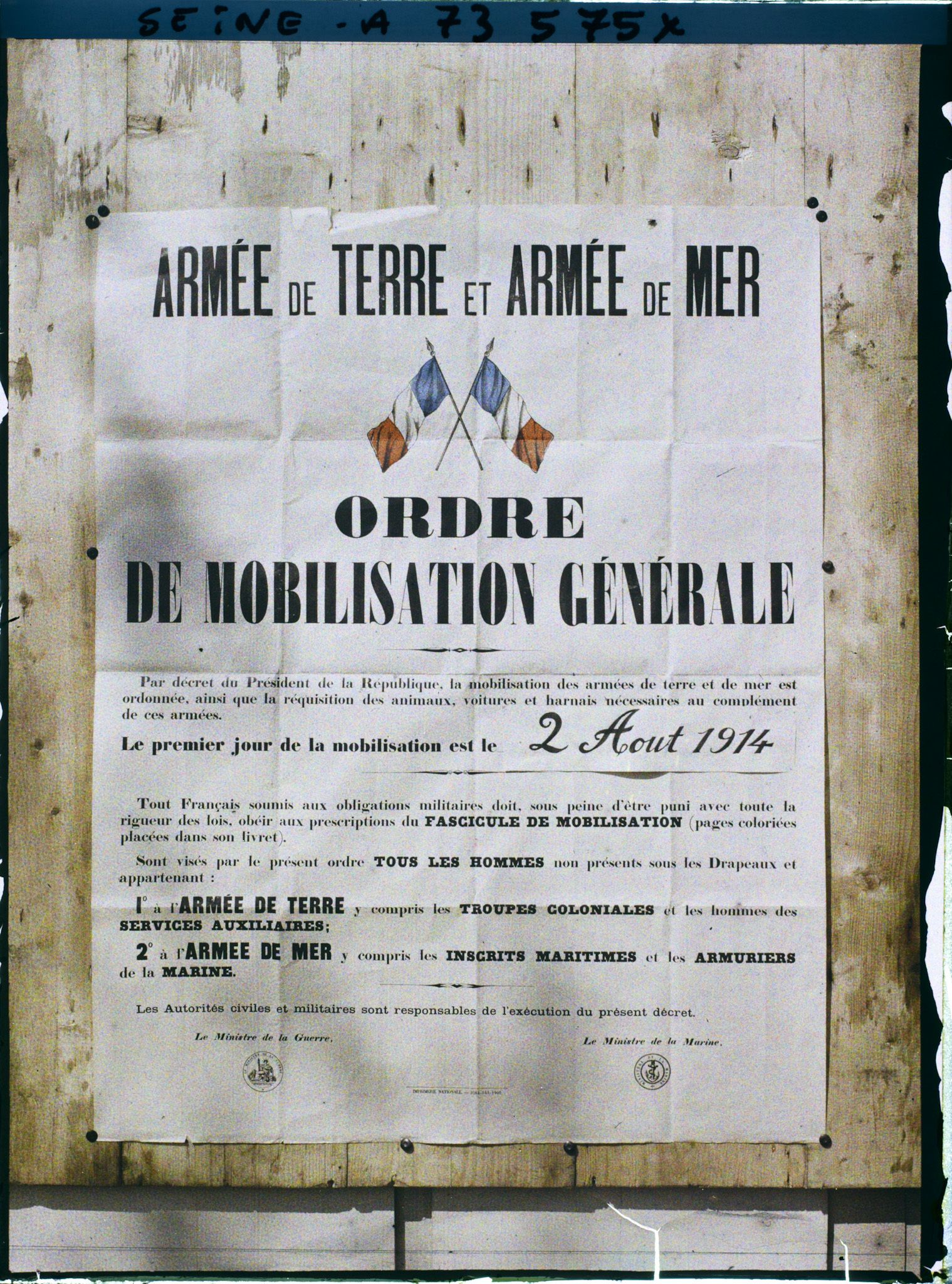 Image représentant Affiche de la mobilisation générale du 2 Août 1914