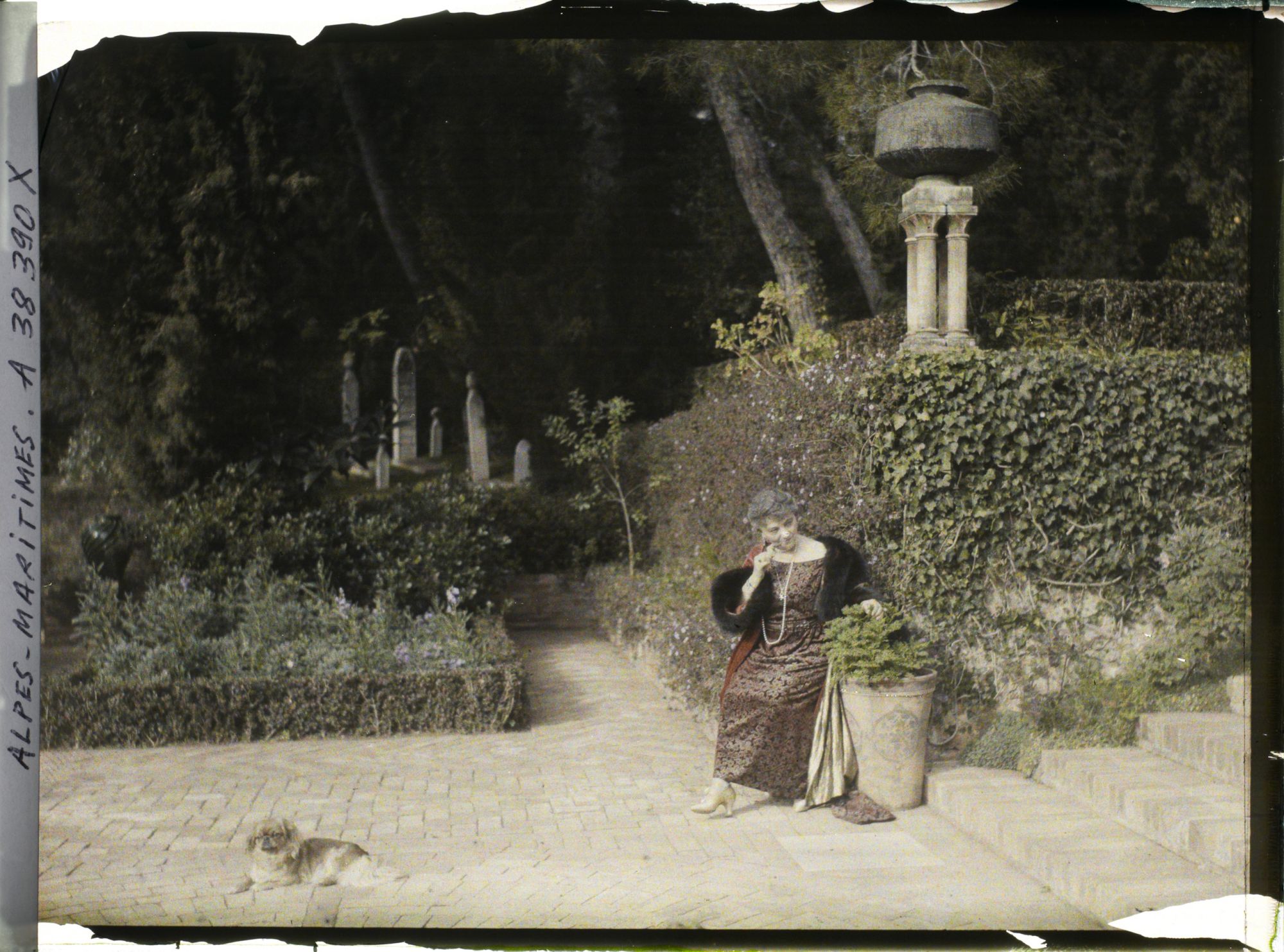 Image représentant Madame Cyrpienne Douine assise dans son jardin