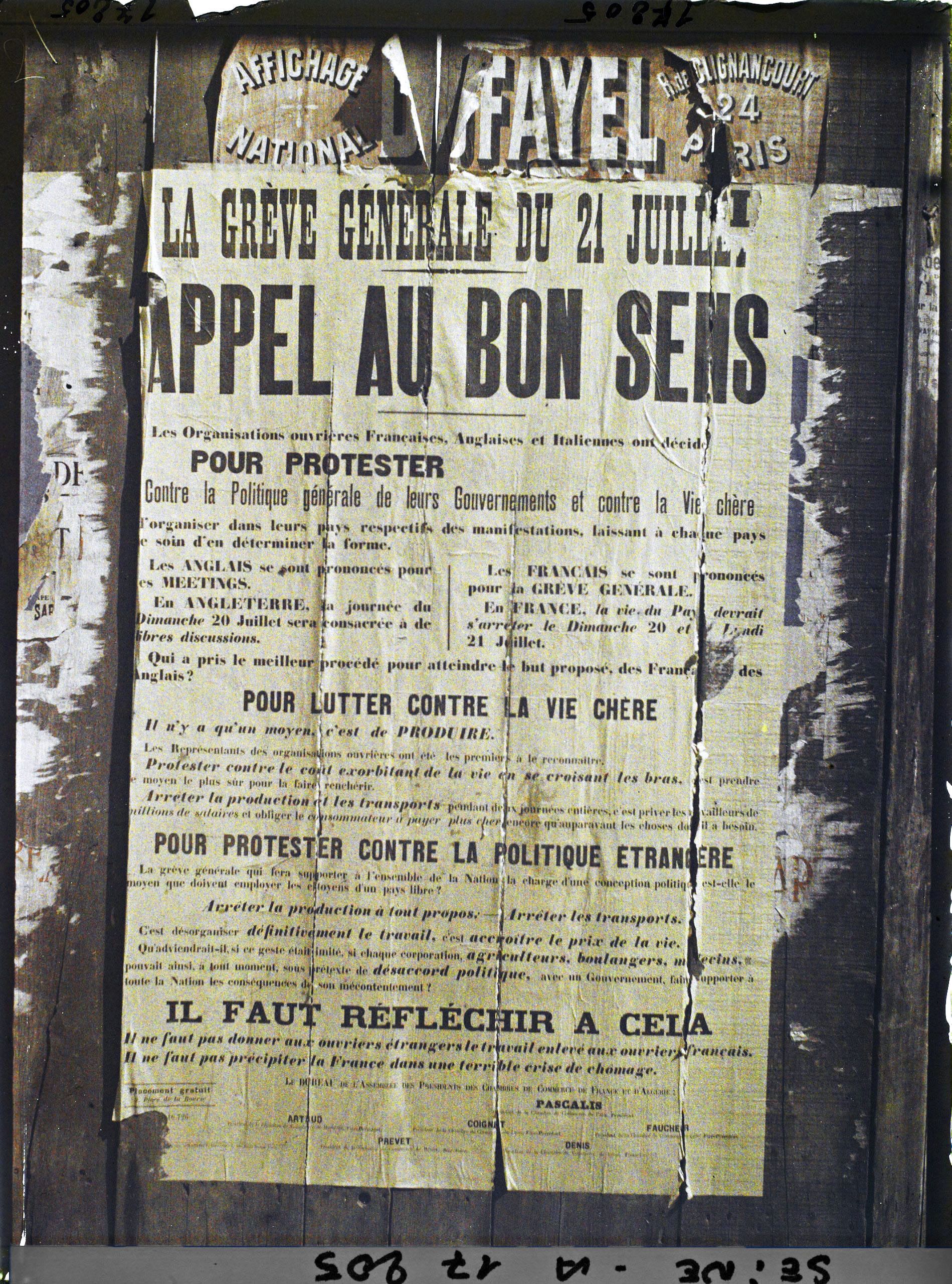 Image représentant Affiche d'appel à la grève des organisations ouvrières françaises, anglaises et italiennes