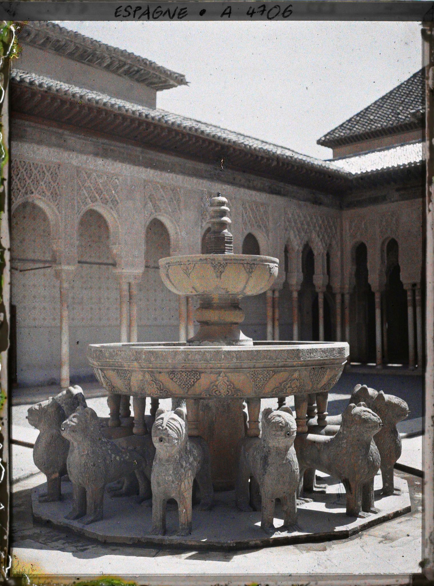 Image représentant Alhambra : la fontaine de la cour des Lions dans les palais Nasrides